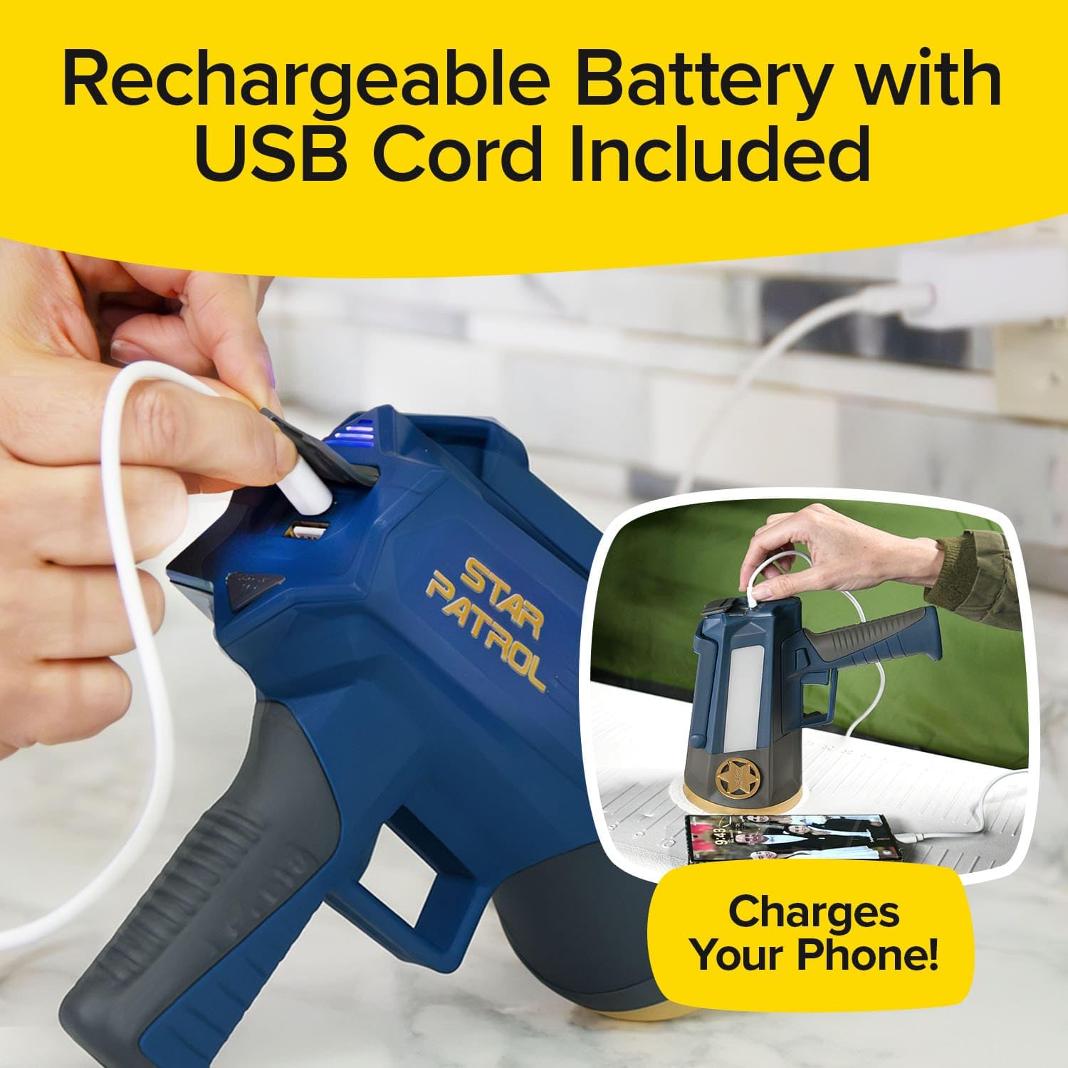 Star Patrol Mega-Bright Rechargeable Spotlight, As-Seen-On-Tv, Tactical & Emergency Flashlight, 10 Modes, Turbo Boost Up To 100%