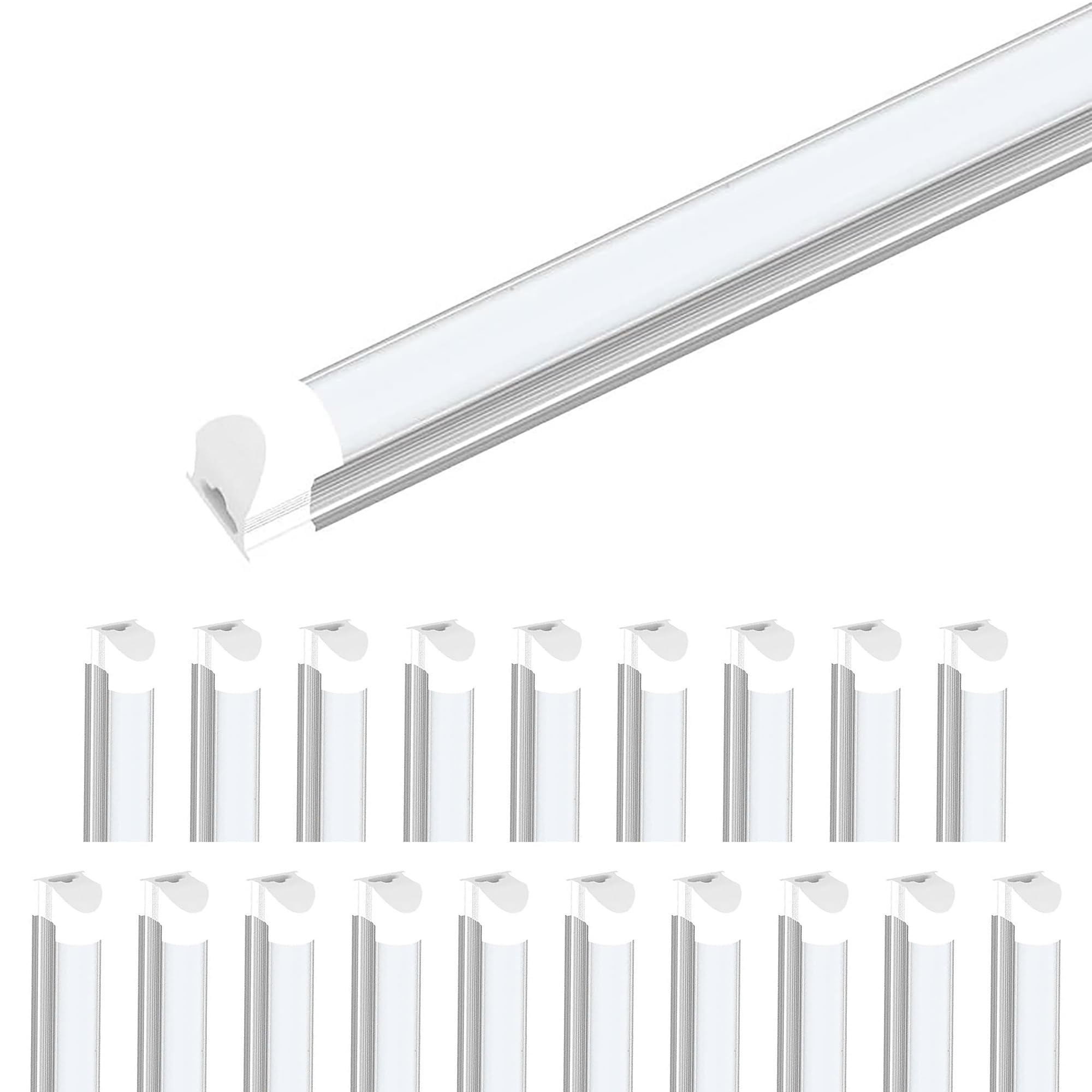 LEDMyplace 60W 8ft T8 Integrated LED Tube Light  5000K  7200Lumens  100-277 Volt  Frosted Lens  LED Tube Lights Plug and Play Linkable for Garage  Warehouse  Shop  ETL Listed  Pack of 20