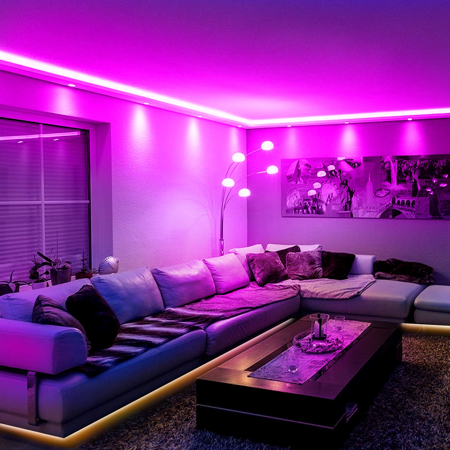 Phopollo Led Strip Lights 50Ft, Multicolor 5050 With Ir Remote & 12V Power Supply - Model Ph49Rgb53Wus