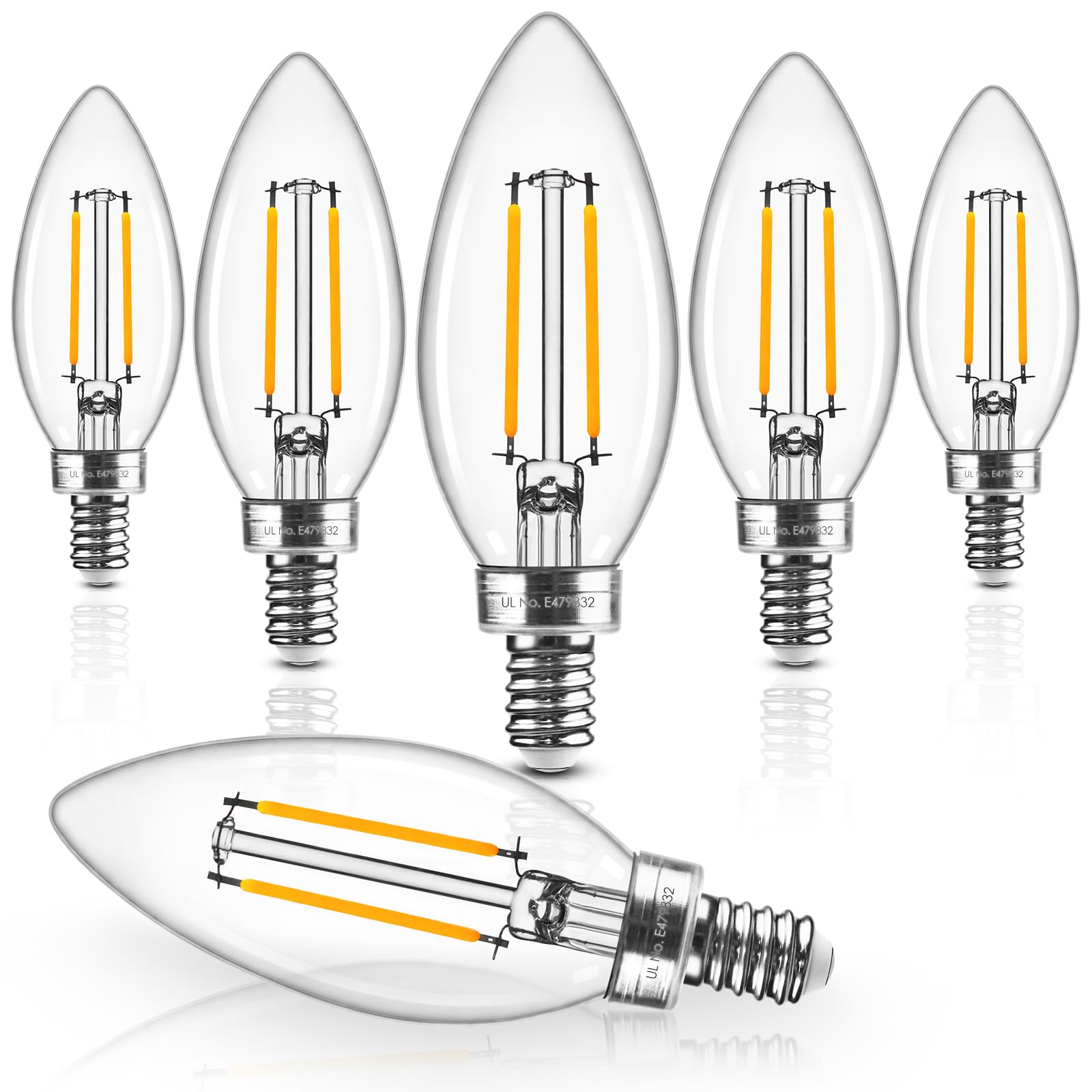 Hizashi E12 Led Bulb Dimmable 60 Watt Equivalent, Chandelier Light Bulbs Soft White 2700K, Candelabra Light Bulbs, B11 Led Candl