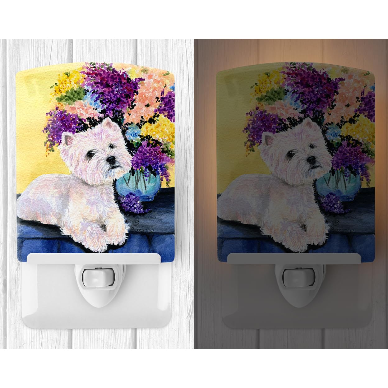Carolines Treasures Night Light, Ceramic, UL-Certified, 6x4x3in, Westie Model SS8291CNL, Multicolor