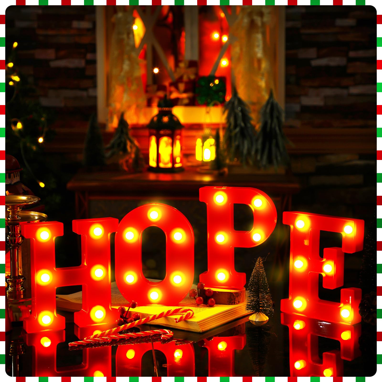 VIHOSE LED Letter Lights Sign - Battery Powered Table Decoration - 6.3in Plastic - Color: Hope