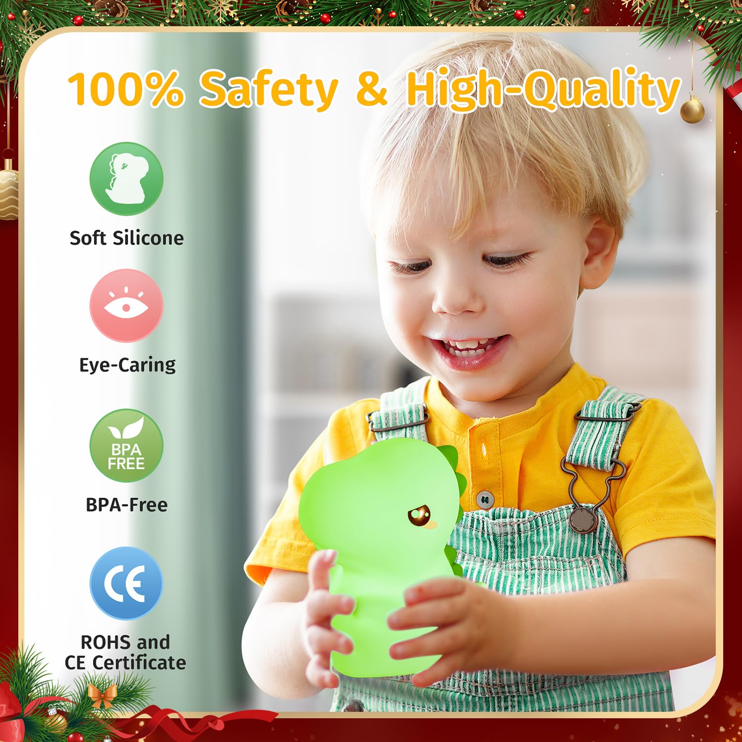 One Fire Dinosaur Night Light Lamp, Remote 16 Colors, Portable Rechargeable Silicone Toy for Boys, Model WH-a27