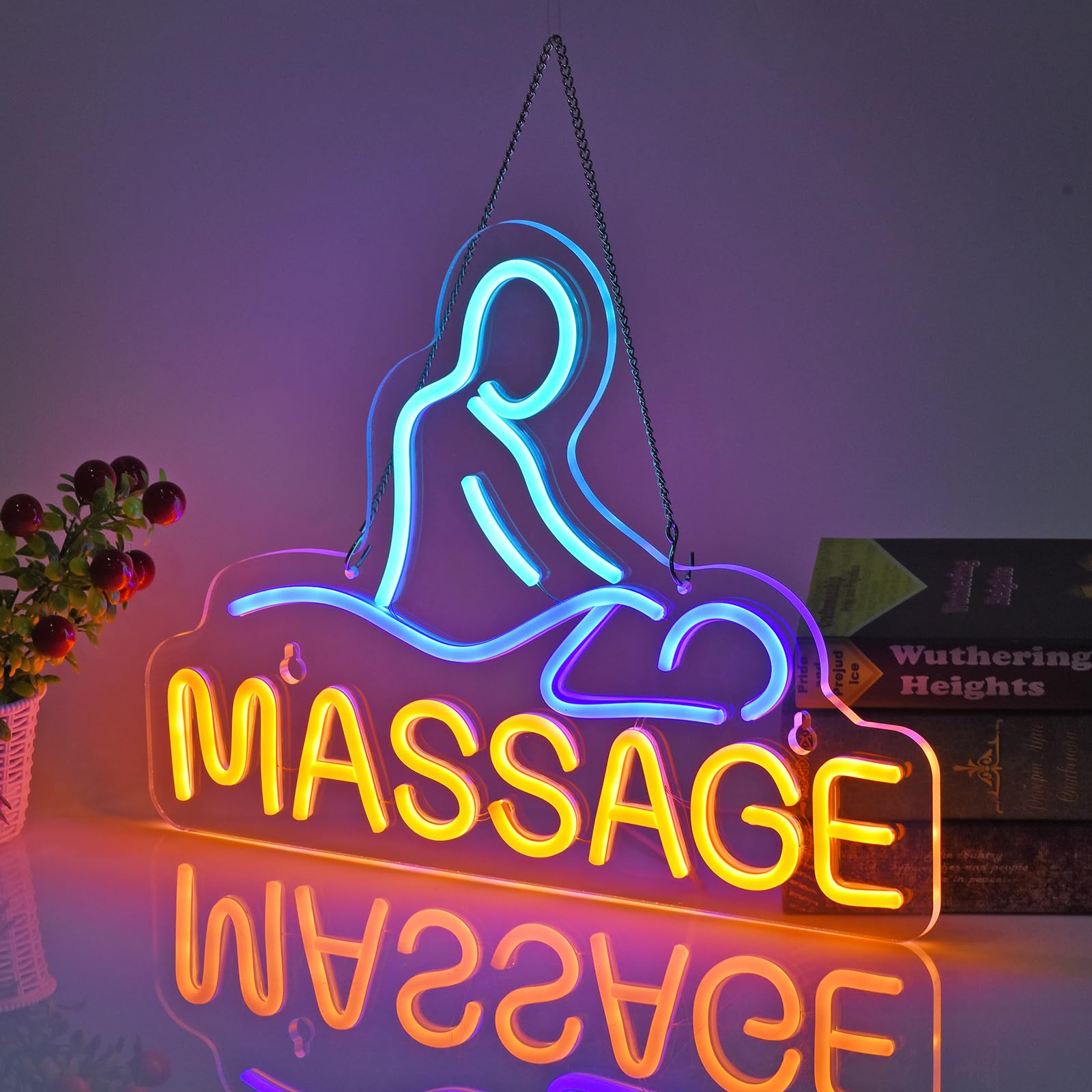 Jomobuty Massage Neon Sign For Wall Decor Led Light Up Sign Massage Room Business Signage Spa Salon Wellness Center 16.1 X 11.8 Led Art Hanging Decorative Gifts