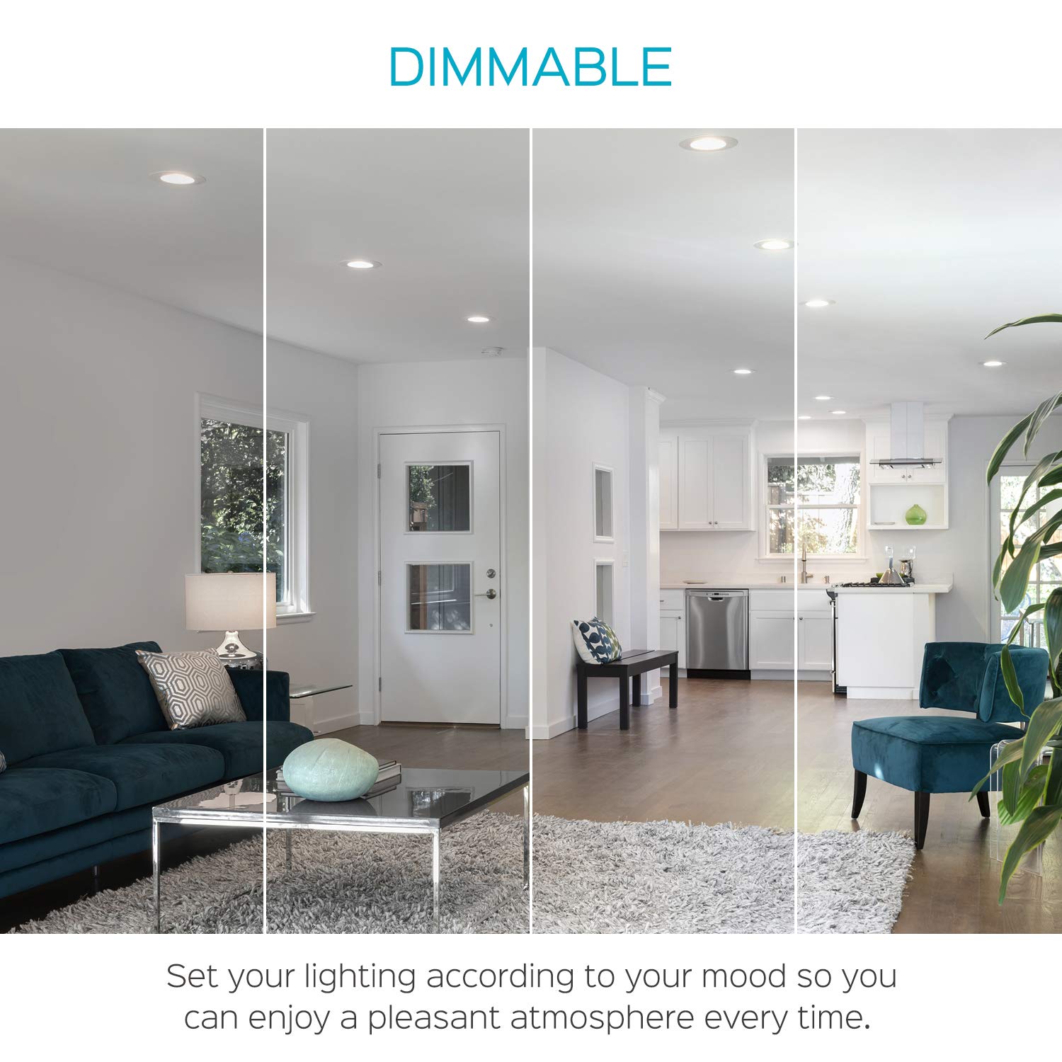 LUXRITE BR20 LED Bulb 45W Equivalent Dimmable 460 Lumens 4000K Cool White 6.5W Energy Star 4 Pack E26 Base