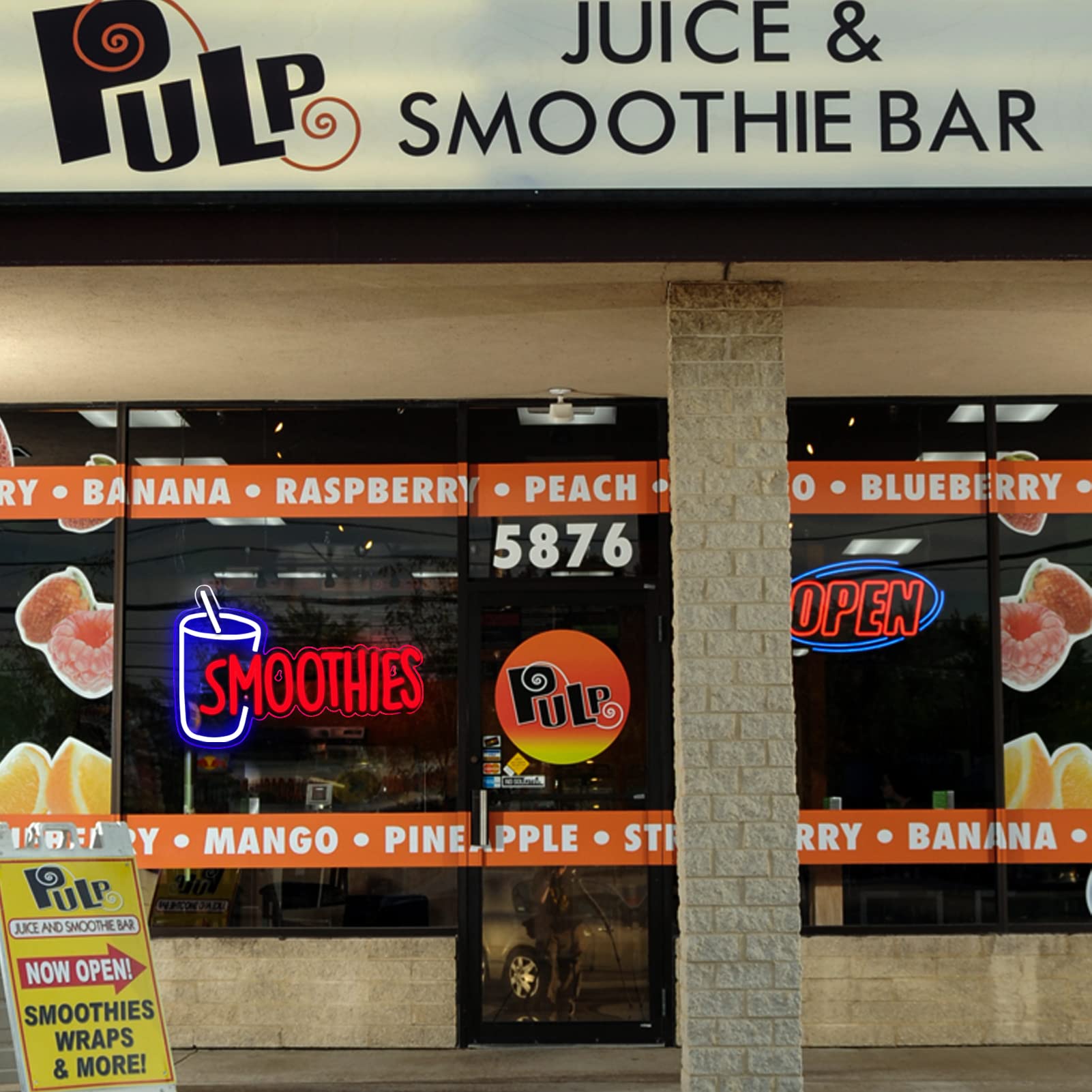 Vinray Neon Sign for Smoothies Bar, LED Wall or Window Display, 14.5x8.6 inches, Plastic, Super Bright, USB Power Supply