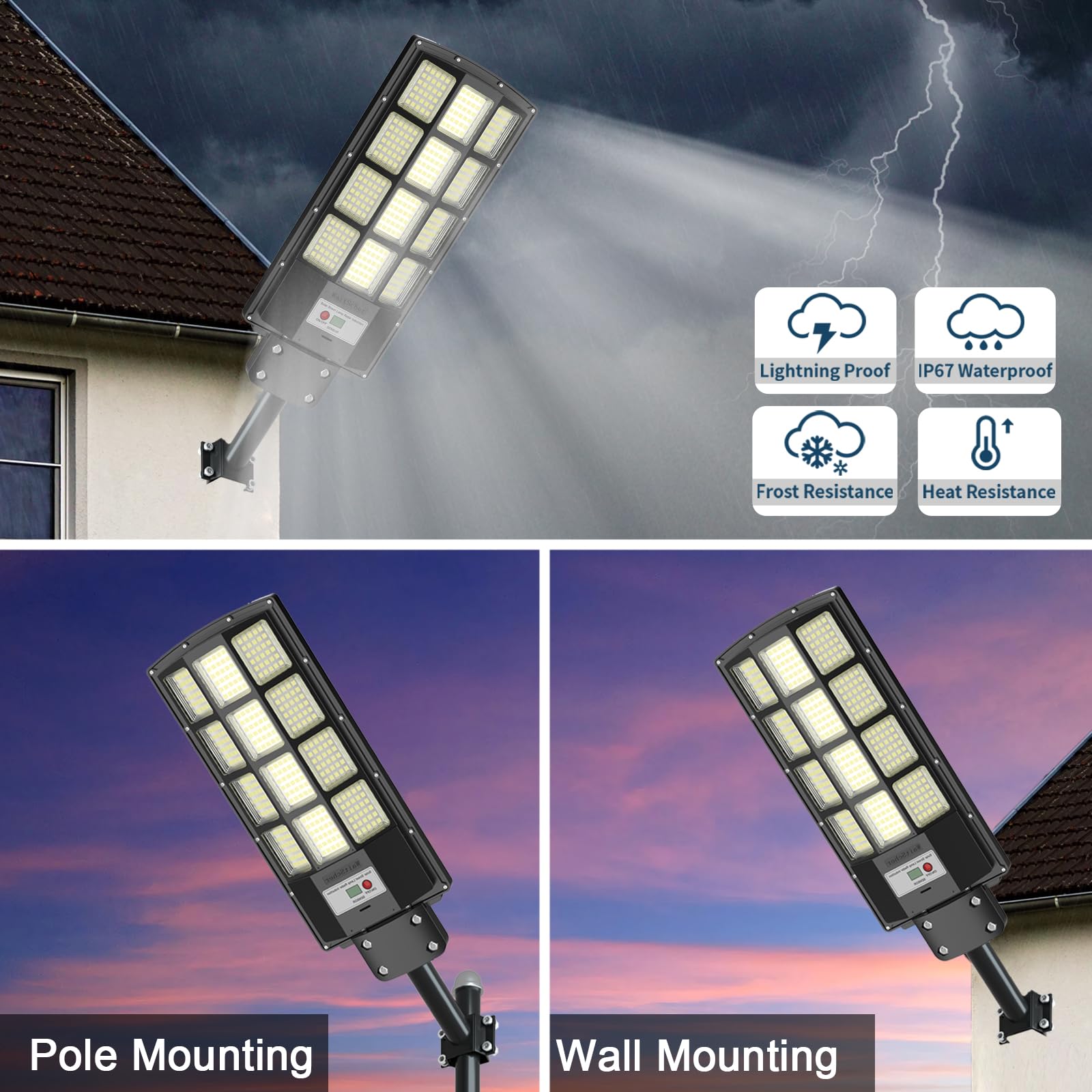 Waitscher 1500W Solar Flood Light - 200000Lm Waterproof Motion Sensor Outdoor Lighting