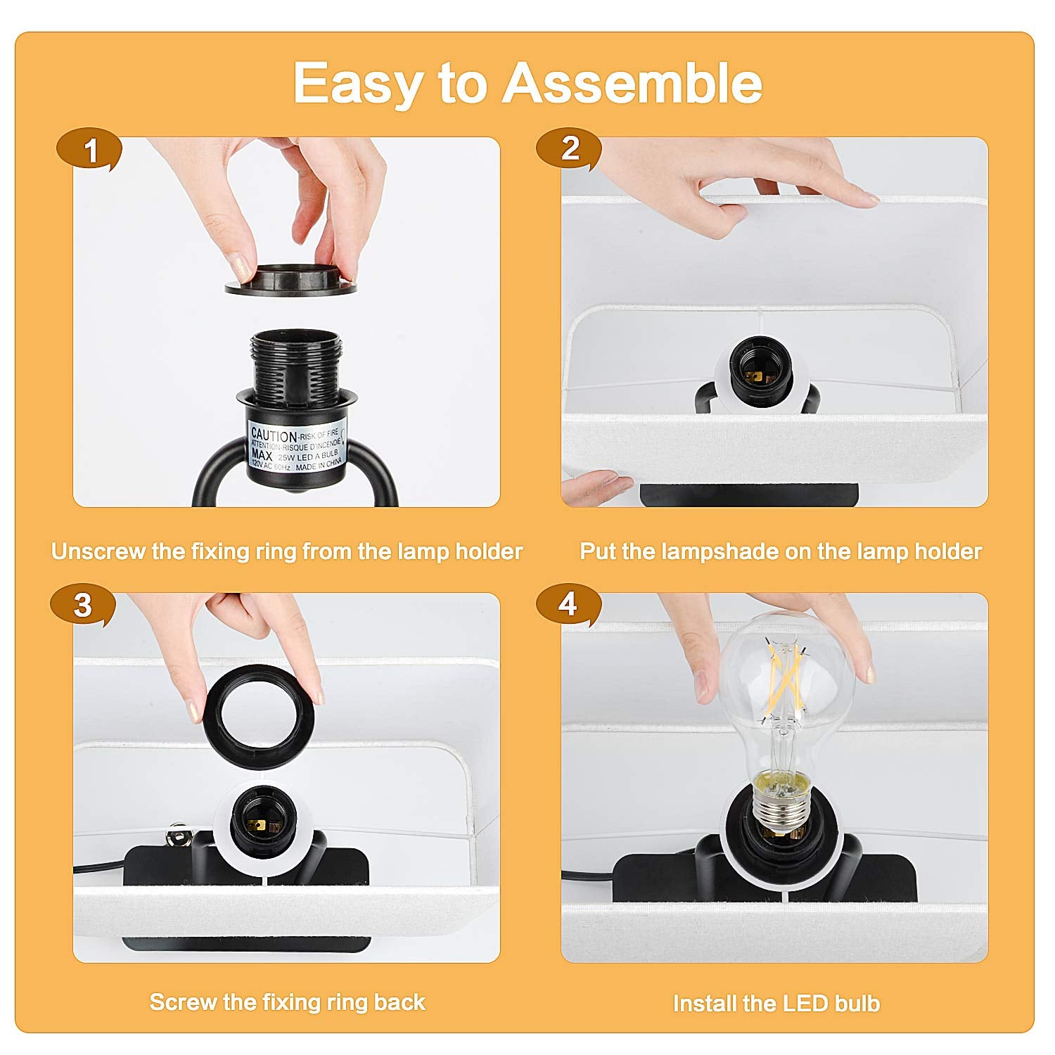 Beslowe 3-Way Dimmable Touch Control Table Lamp With Usb Ports & Ac Outlet, White Fabric Shade