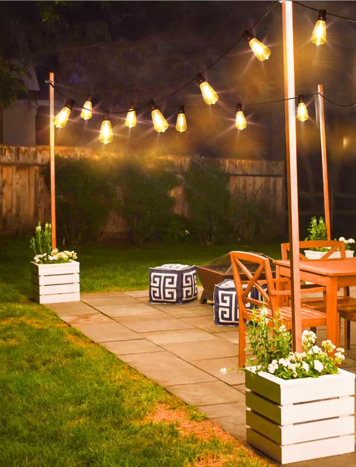 Larkvue 73Ft Outdoor String Lights, Linkable Patio Lights With 30+2 Led Dimmable Waterproof St38 Hanging Bulbs For Outside Porch