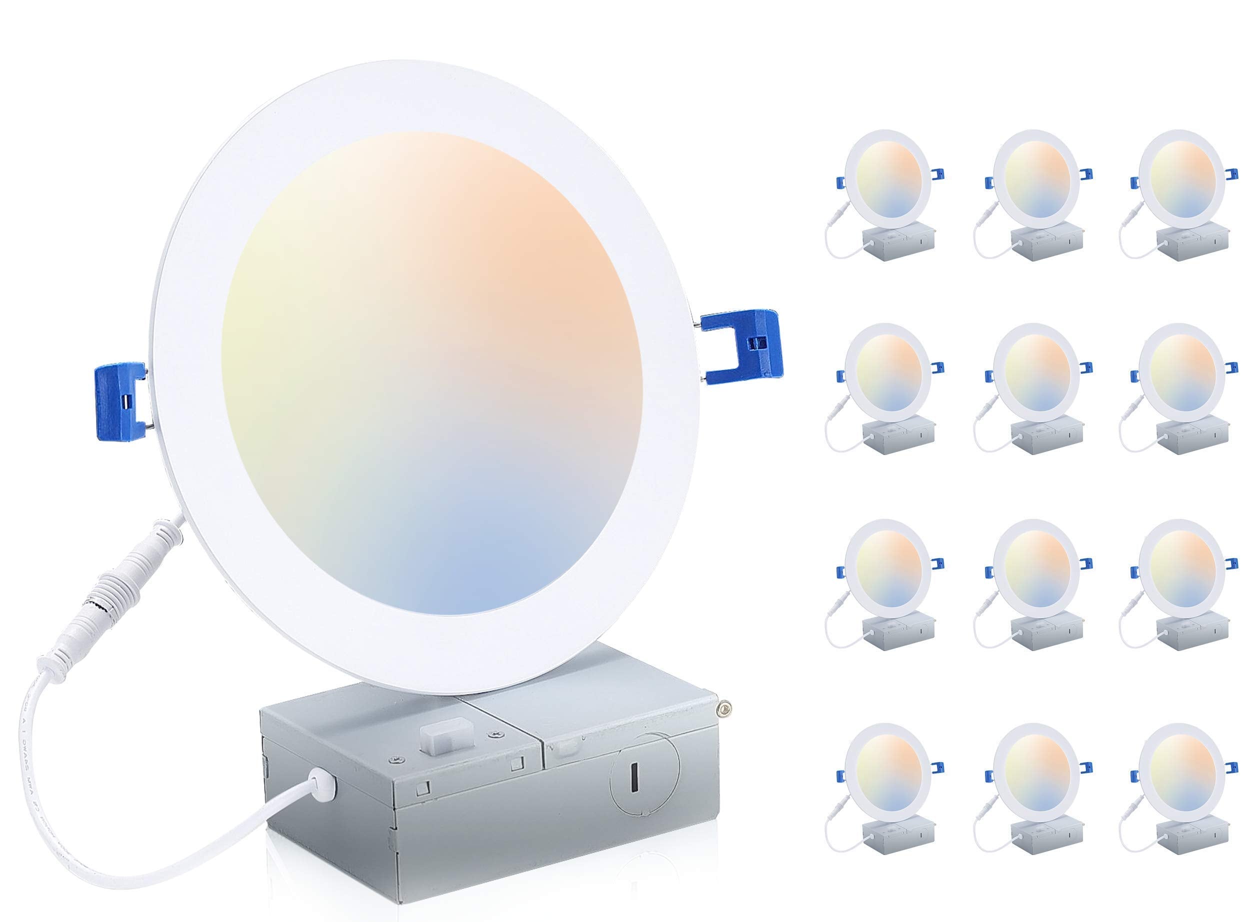 Cloudy Bay 6 Inch 3000K/ 4000K/ 5000K Three Color Temperature Selectable, Dimmable 15W Cri 90+, Ultra Thin Led Recessed Light Wi