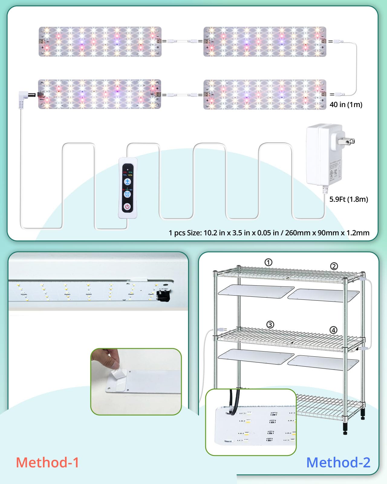 Dommia Grow Lights, Linkable Grow Lights For Indoor Plants Full Spectrum, 6/12/16H Timer Plant Grow Lights Indoor Under Cabinet,40W Dimmable Ultra-Thin Plant Lights For Indoor Growing,Seedlings,Veg
