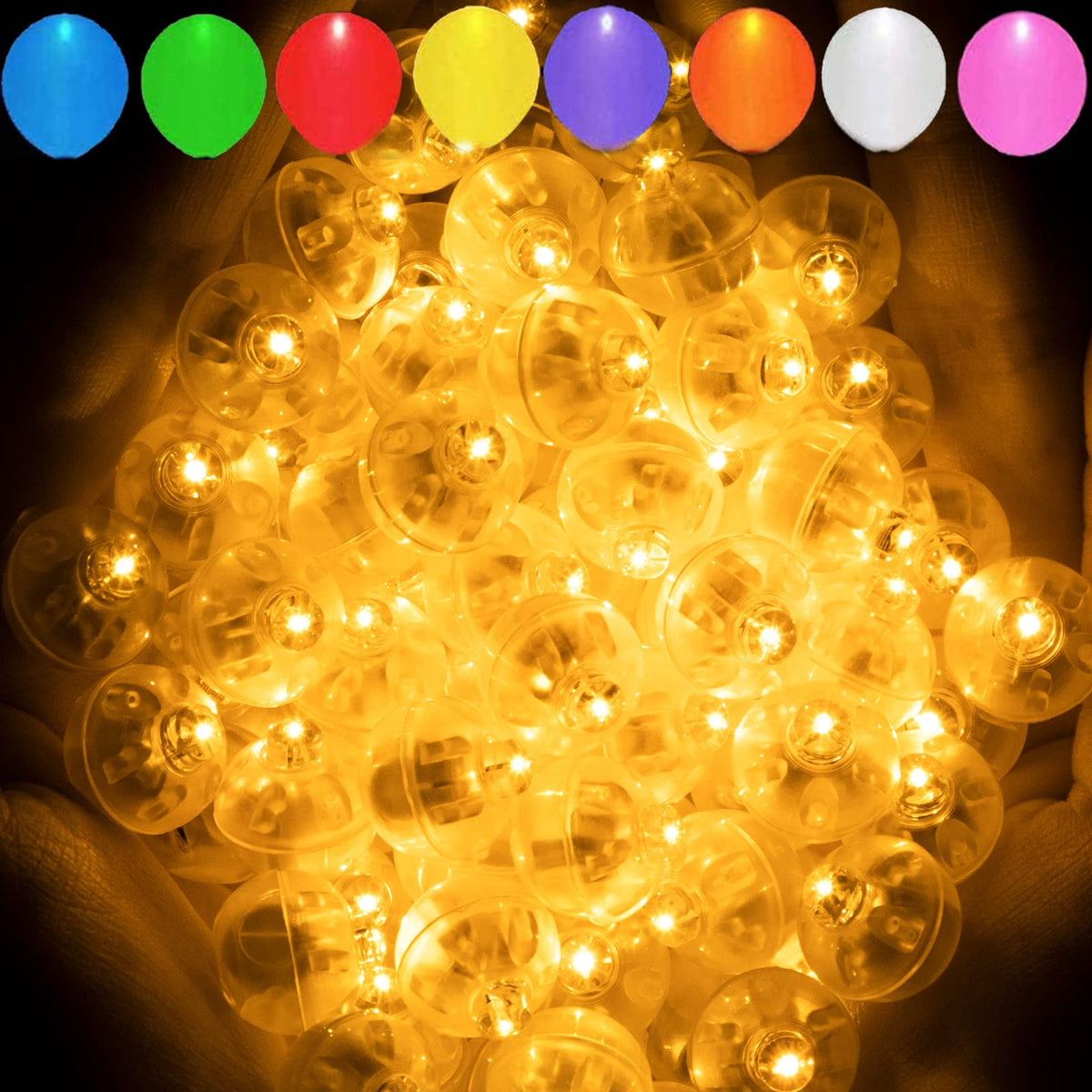 Aogist 50Pcs Orange Balloon Lights,Long Standby Time Waterproof Mini Light,Battery Powered,Round Led Ball Lamp For Latex Balloon