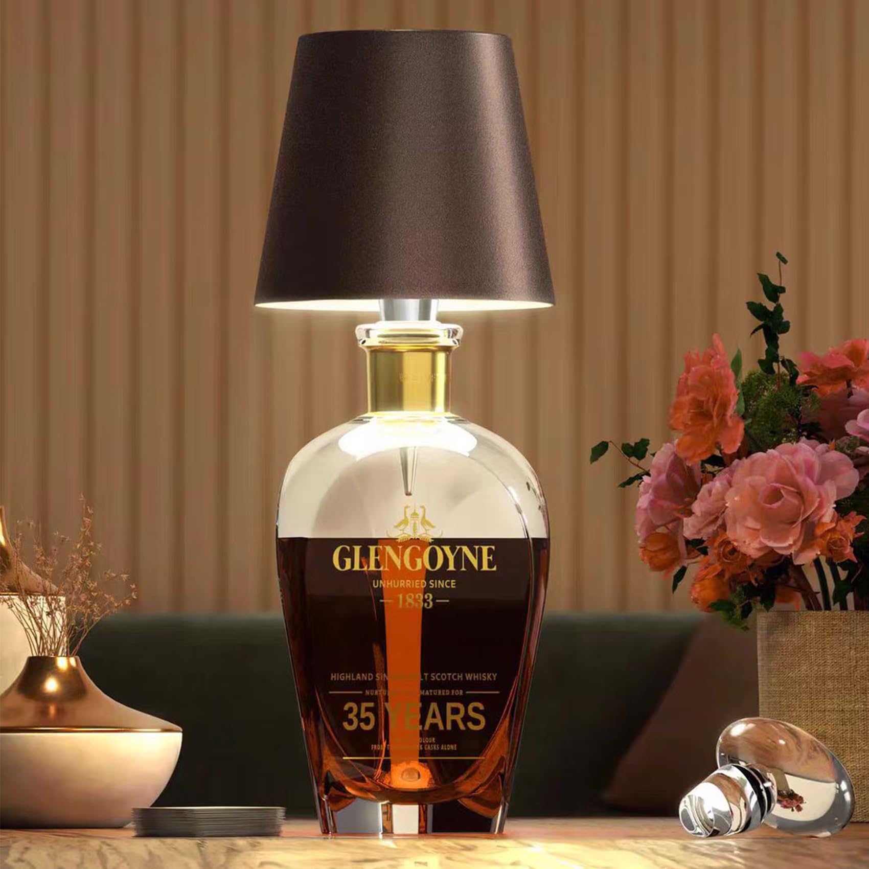 Bomvabe Rechargeable Bottle Lamp 2Pcs, Led Wine Bottle Light Ambient Light For Desk Table Bar Decor, Wireless Bottle Lamp Shade