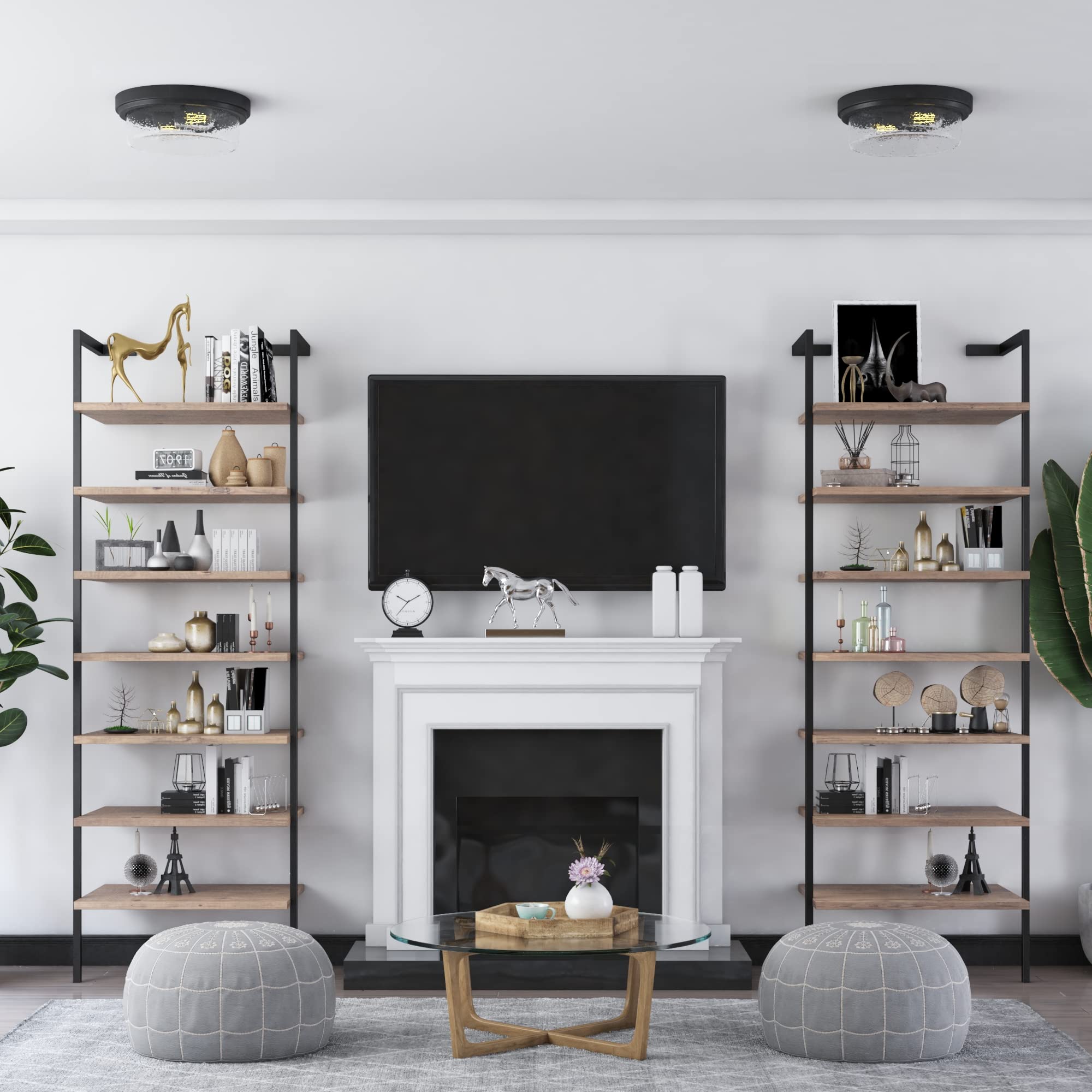 Prominence Home Madalyn 13&quot; Bronze Flush Mount Drum Light With Clear Square Glass - 51541-01