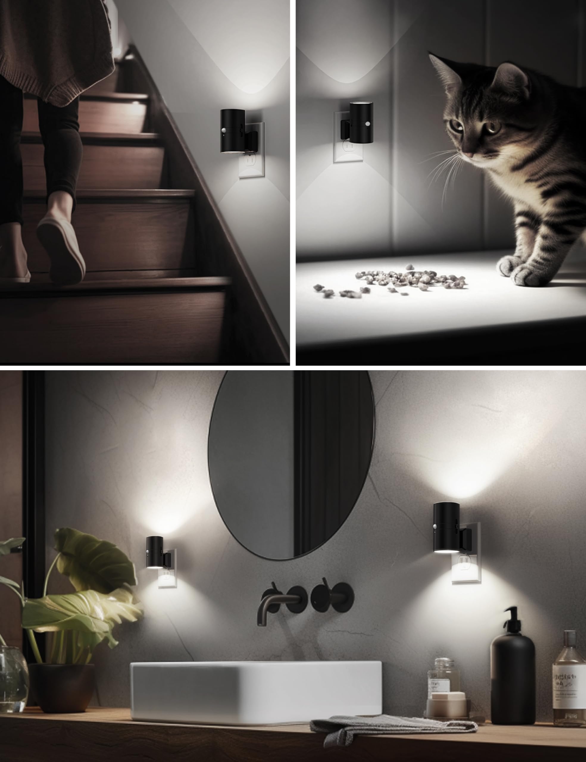 L Lohas Led Motion Sensor Night Light, [2 Pack] Bright Night Light, 5000K Daylight White, Motion Activated Night Light, Dimmable