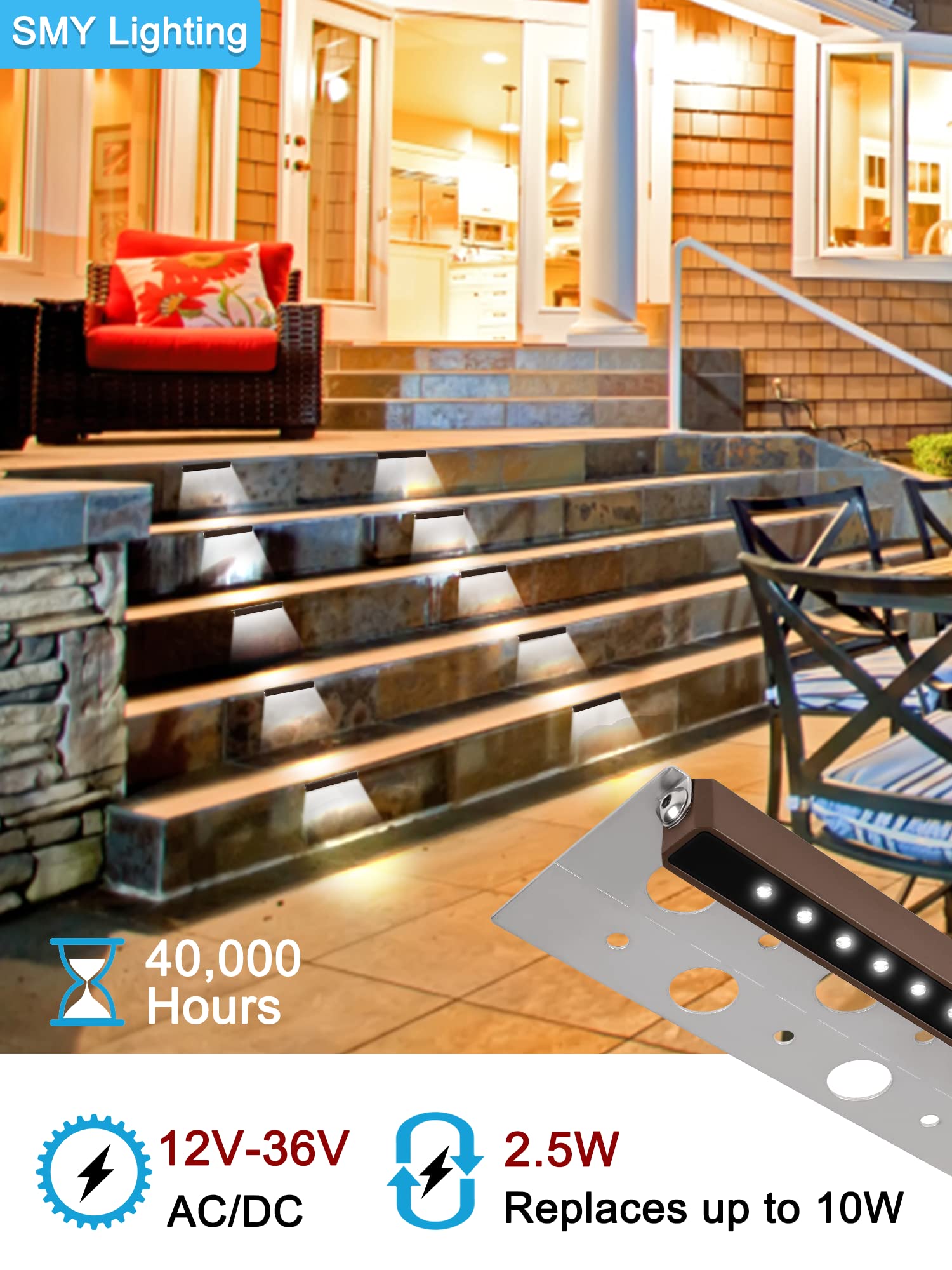SMY Lighting Hardscape Paver Lights, 4Pack, 7 Inch, 2.5W, IP68 Waterproof, 5000K Daylight, Aluminum, Model SMY4HC