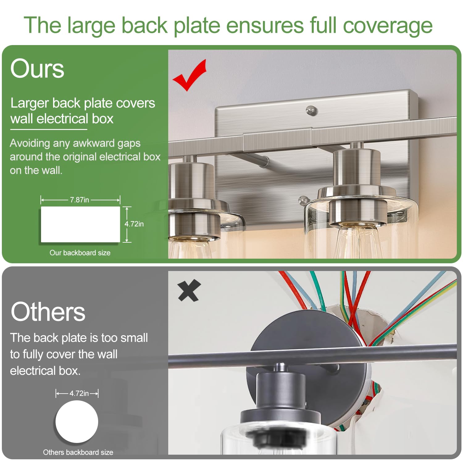 Indoi 4-Light Bathroom Light Fixtures, Brushed Nickel Vanity Lights With Clear Glass Shades, Modern Bathroom Wall Lamp For Mirro