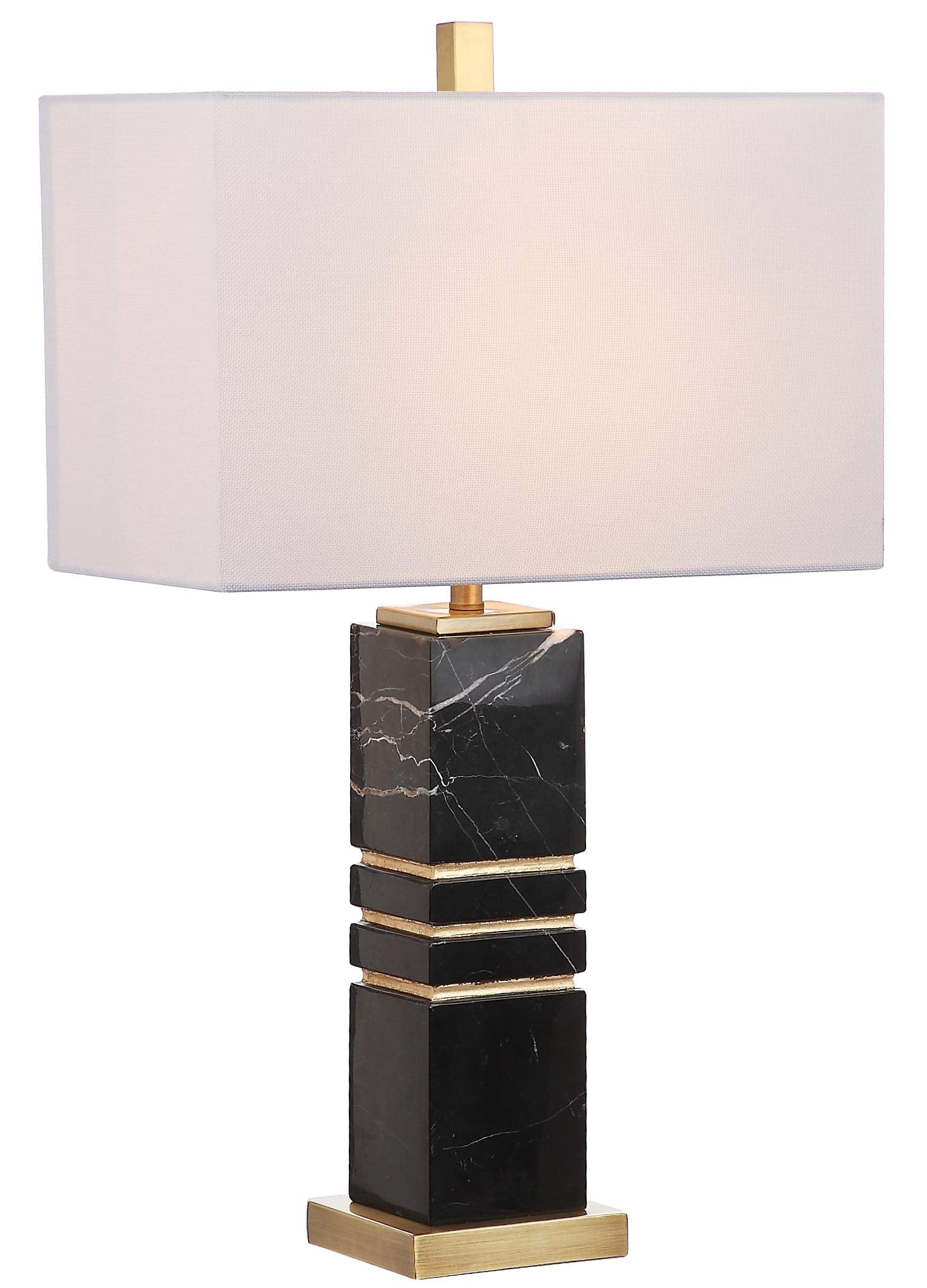 SAFAVIEH Lighting Collection Jaxton Modern Black/ Gold Marble 28-inch Bedroom Living Room Home Office Desk Nightstand Table Lamp