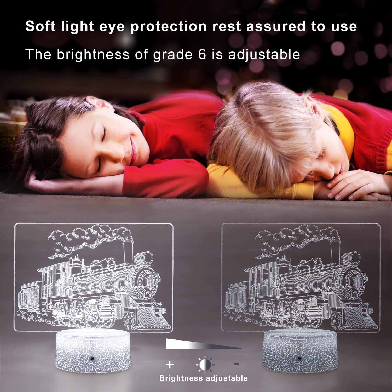 Nine Square Egou Kids Train Decor Night Light, Night Train Lamp With Touch And Remote 7 Colors Changing Timer Dimmable Cool Room