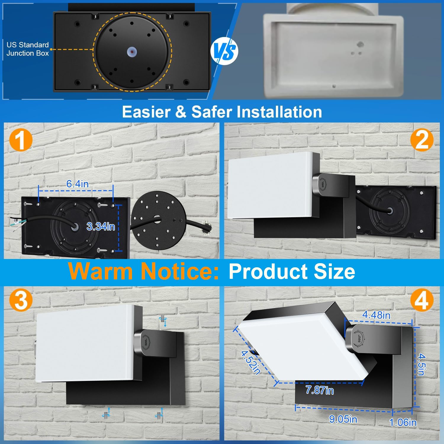 LEDMO 60W LED Flood Light - 360° Rotatable, Waterproof, Black, Model LED1361, Ideal for Outdoor Security & Garage Lighting