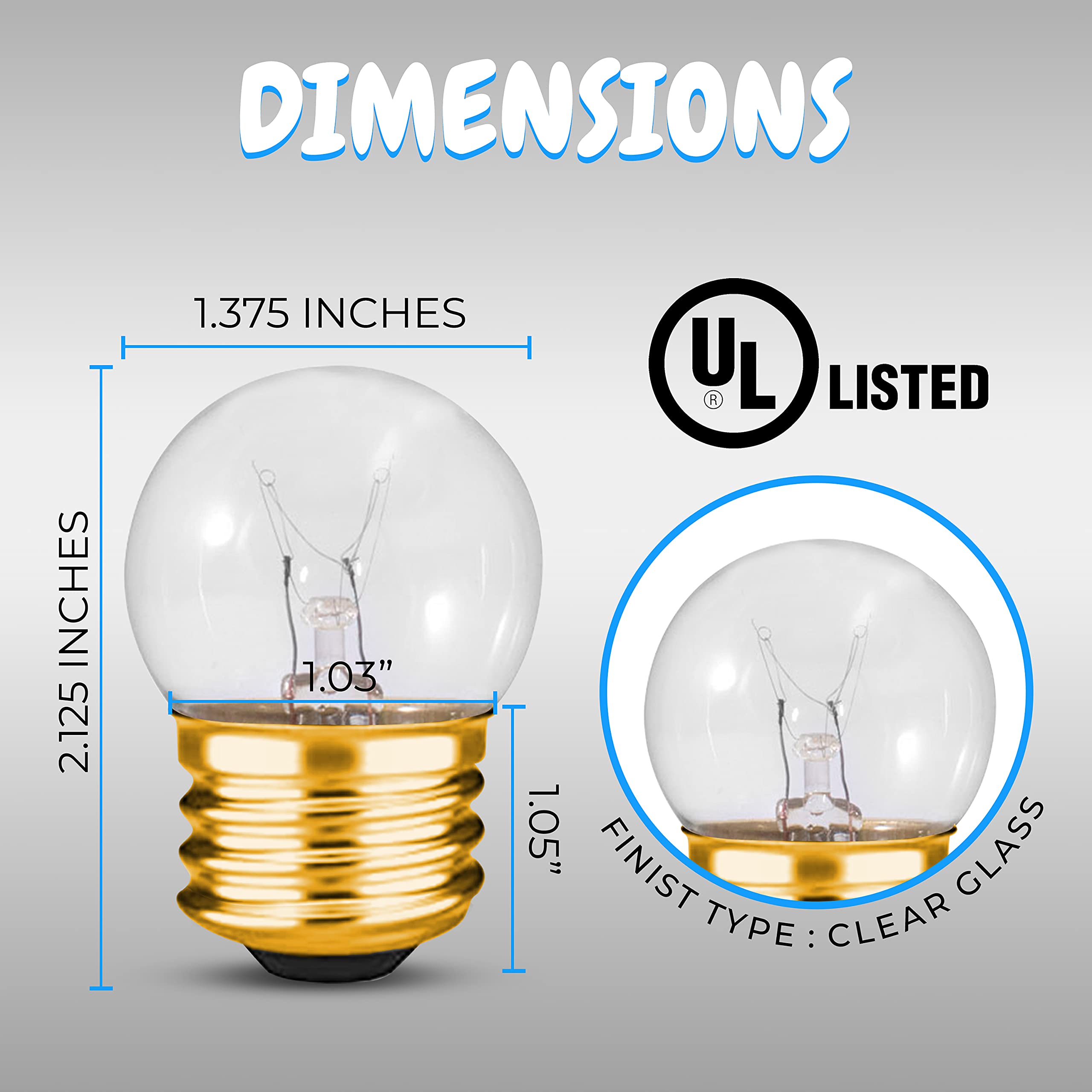 Ohlectric Ol-45576 S11 Indicator Night Light Bulbs - 7.5 Watt, 130 Volt - Incandescent Light Bulbs - E26 Medium Base, 40 Lumens
