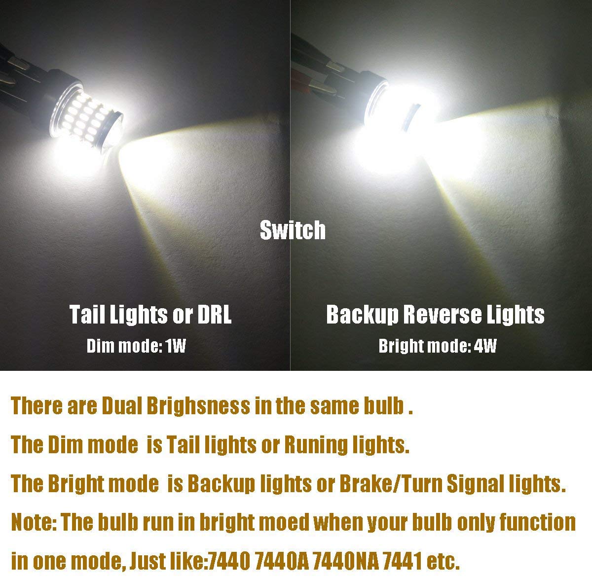 Ibrightstar Newest 9-30V Super Bright Low Power 7443 7440 T20 Led Bulbs With Projector Replacement For Back Up Reverse Lights Or
