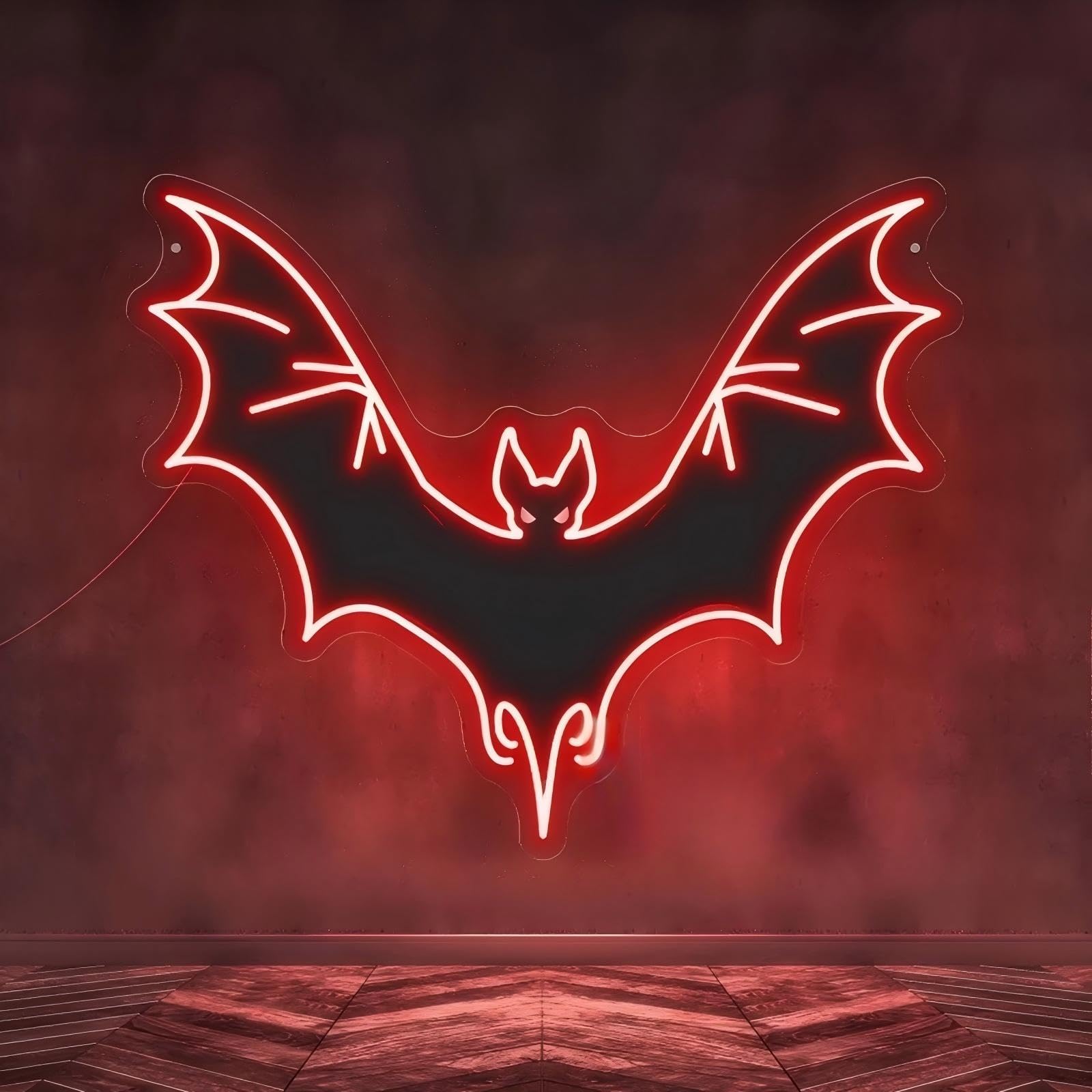 Halloween Bat Neon Light  Halloween Bat Decor Sign Wall  Horror Decor Neon Sign  Gift For Boys  Led Light Gothic Room Decor  Teen Girls Preppy Room  Man Cave  Gift For Boys-Red
