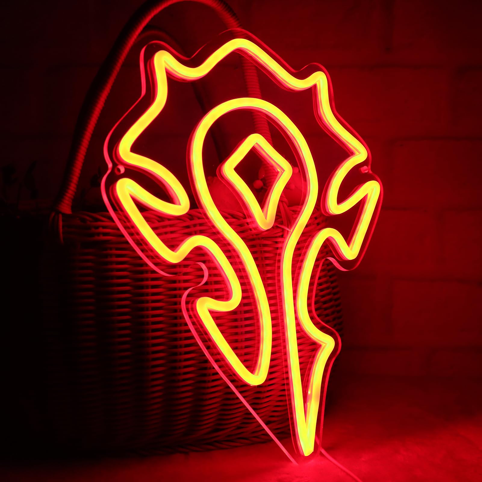 Pinlangdou Red-Horde Neon Sign World of War Craft Themed Neon Lights Light Up Your Game Fantasy World for Wall Decor Kids Room B