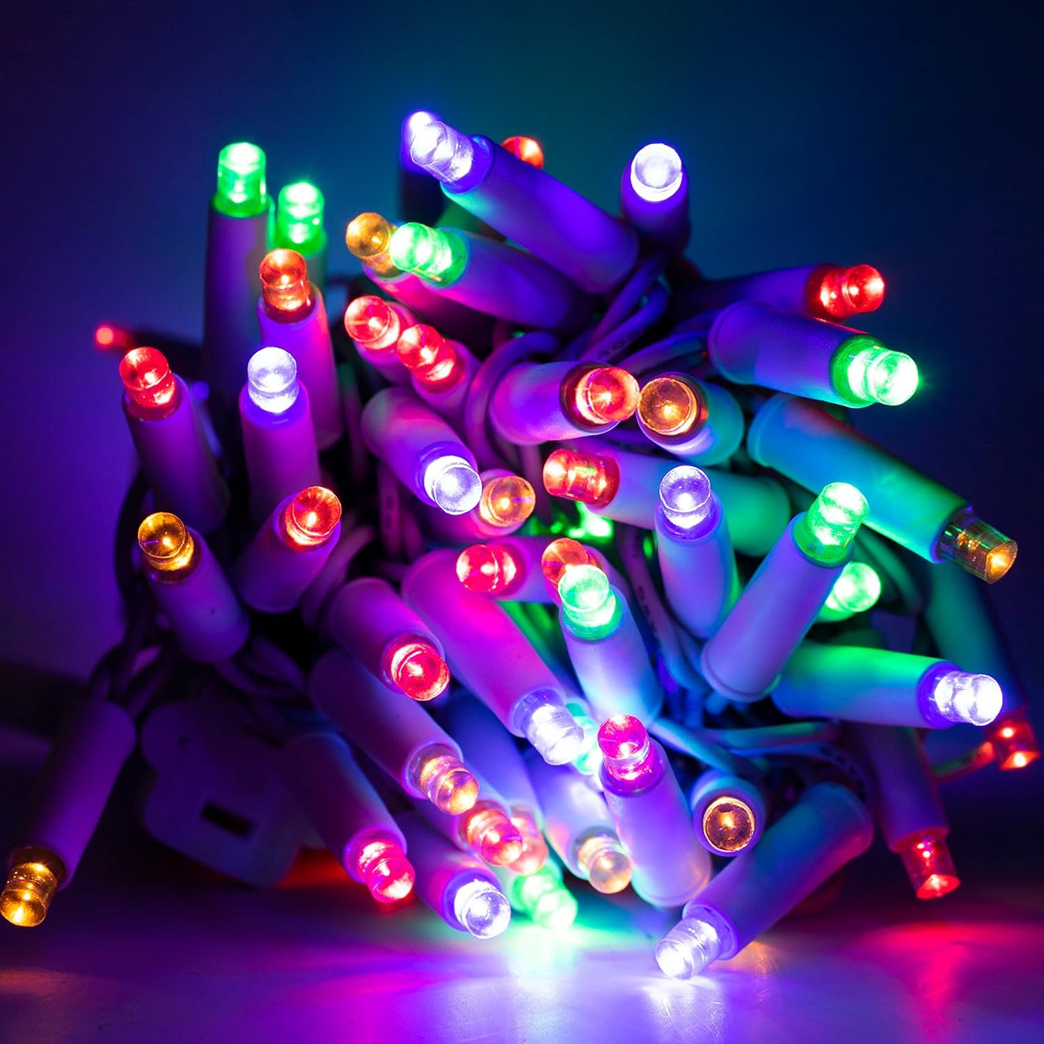 broulove LED Christmas Lights 100 Count, String Lights for Outdoor & Indoor, Commercial Grade, White Wire, Multicolour Light, 6 