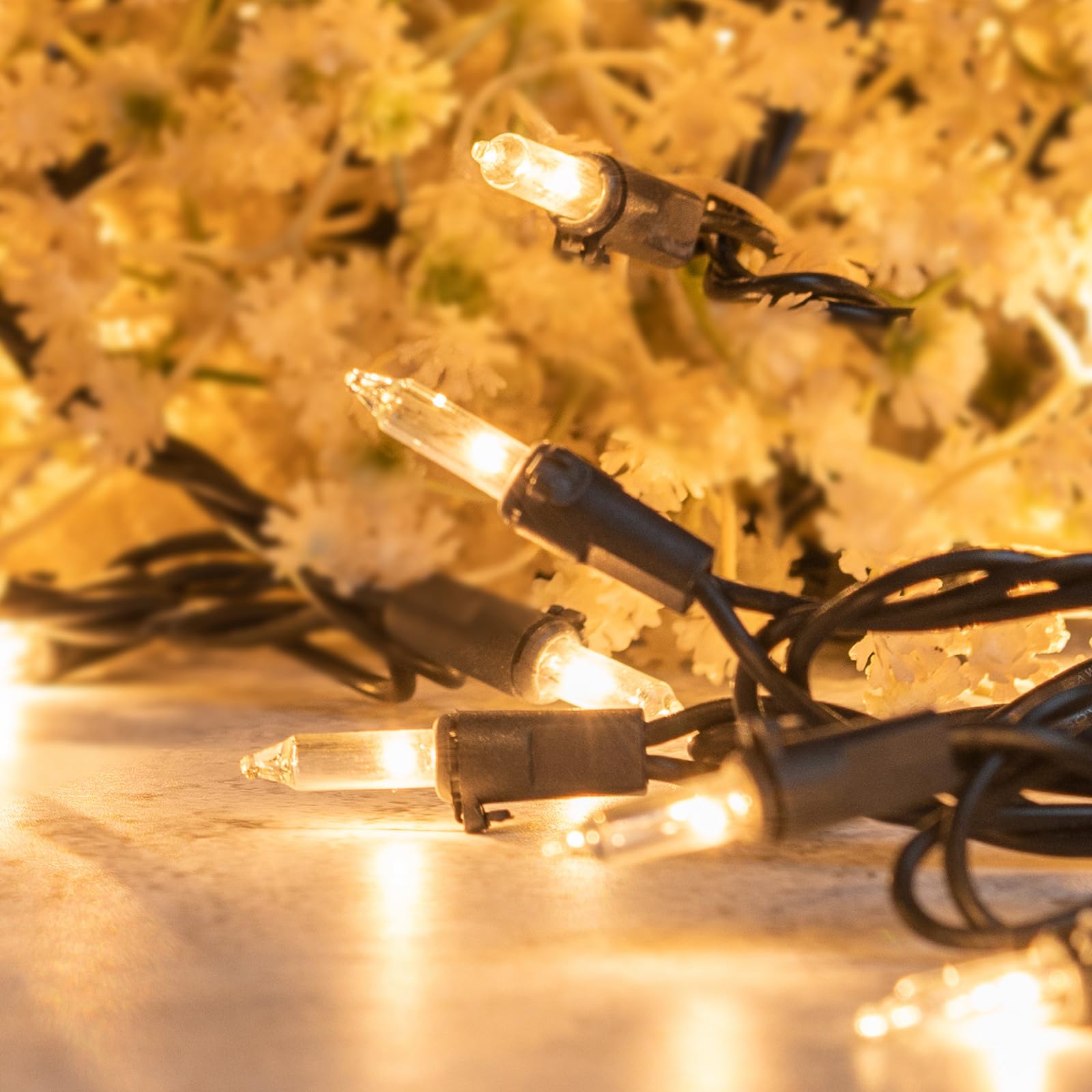 Yuletime Blue Christmas Lights With Brown Wire, 66 Feet 200 Count Ul Certified String Light, Pack Of 2 Sets 33 Ft 100 Count Incandescent Mini Light Set (Blue - Brown Wire)