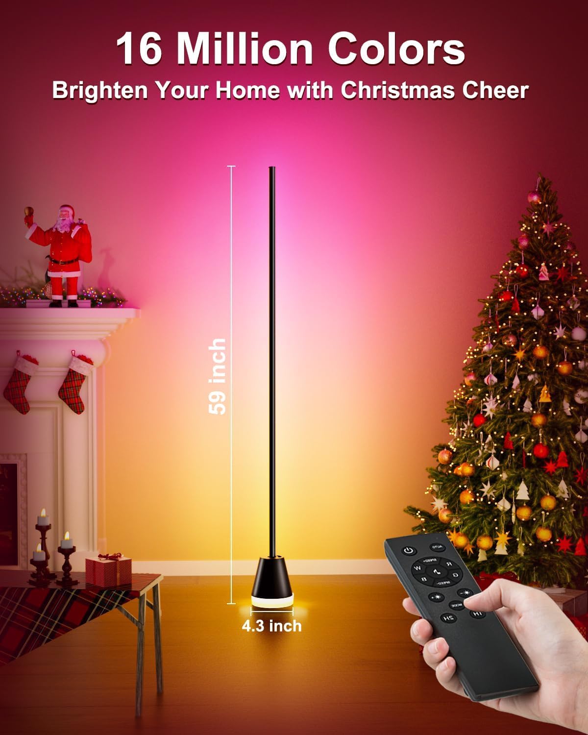Keepsmile Smart RGB LED Corner Floor Lamp - 172 LEDs, Music Sync, 16 Million Colors, Black, Model HX-818