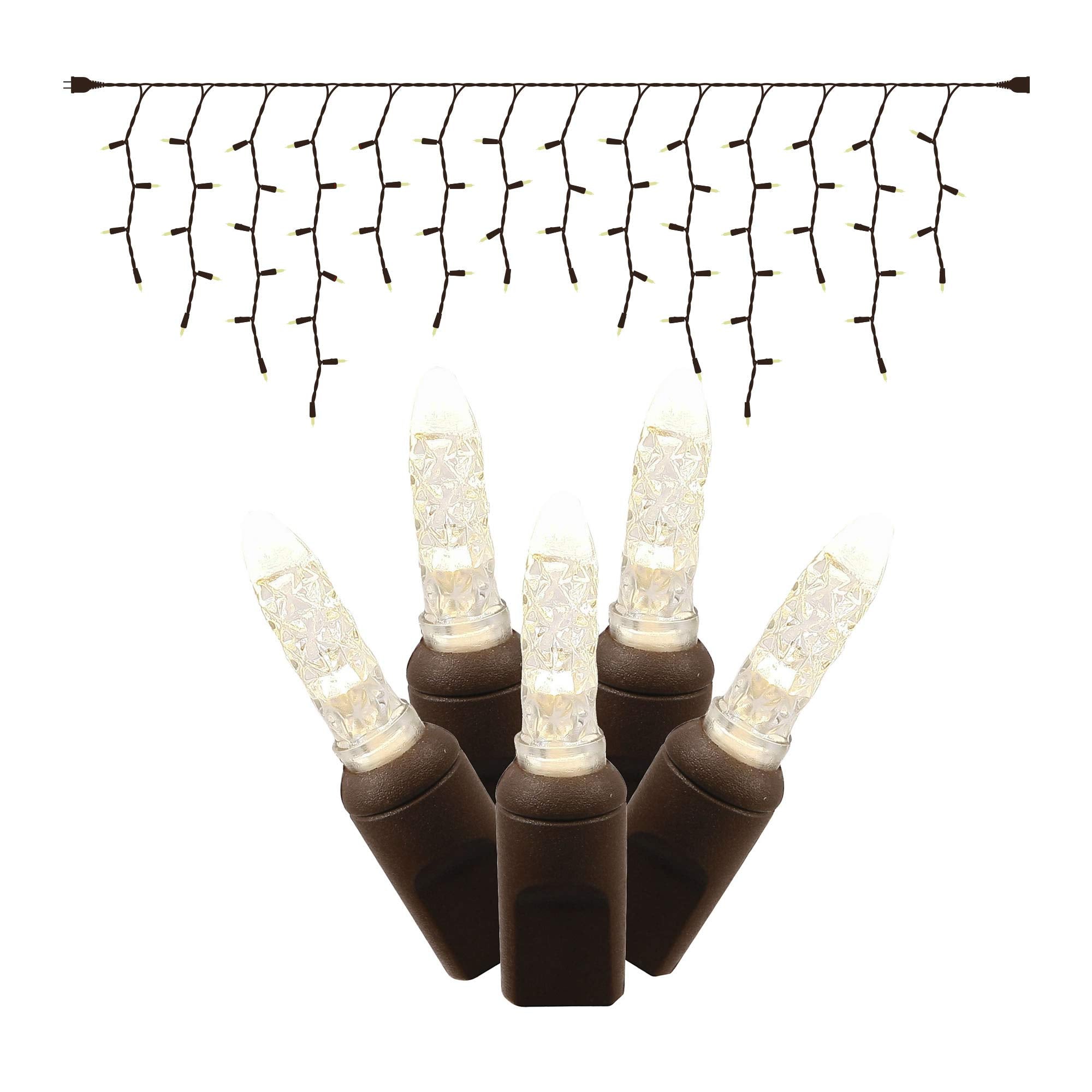 Vickerman 70 Count Single Mold M5 LED Light Set with Brown Wire, Warm White