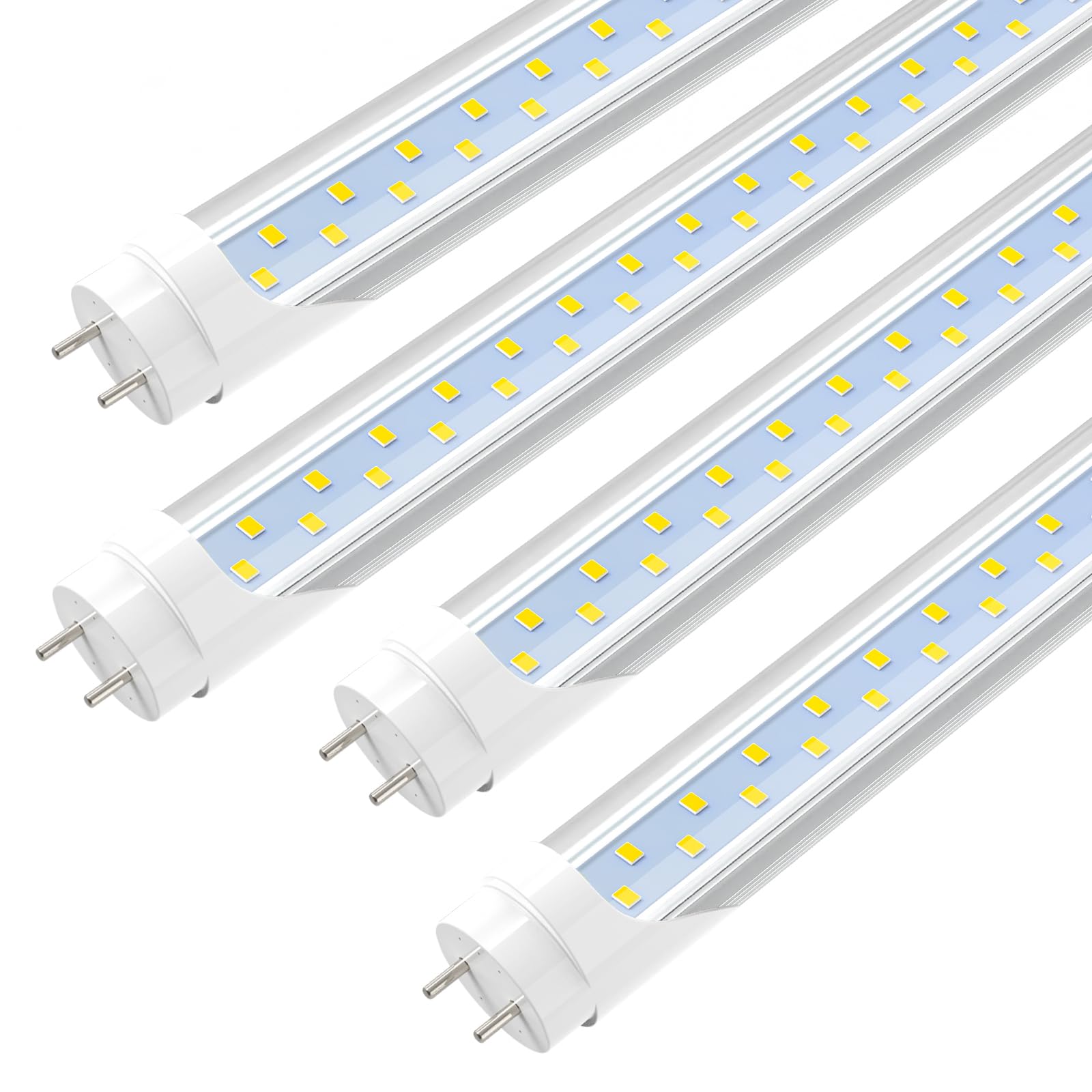 JESLED LED T8 Tube Lights, 4FT, 24W (65W Equivalent), 3200LM, 6000K, Plug and Play/Ballast Bypass, Clear