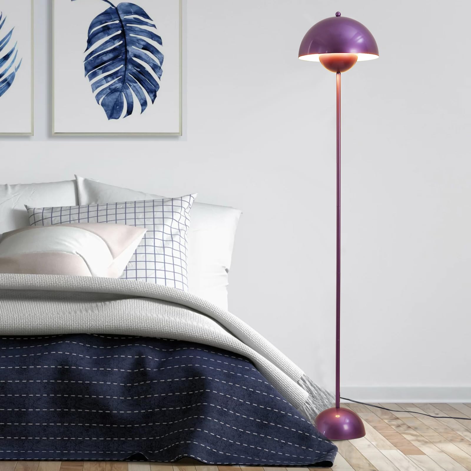 COSYLUX Modern Floor Lamp - Industrial Metal Shade, Tall Standing Design, Pearl Purple, Ideal for Living Room, Bedroom, and Office