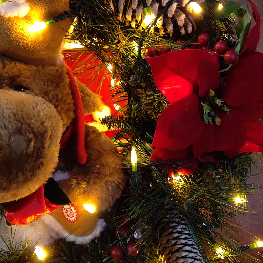 LOENDE Christmas Lights Battery Operated 50 LED 18ft Warm White 2 Pack Green Wire Waterproof Indoor Outdoor Decor