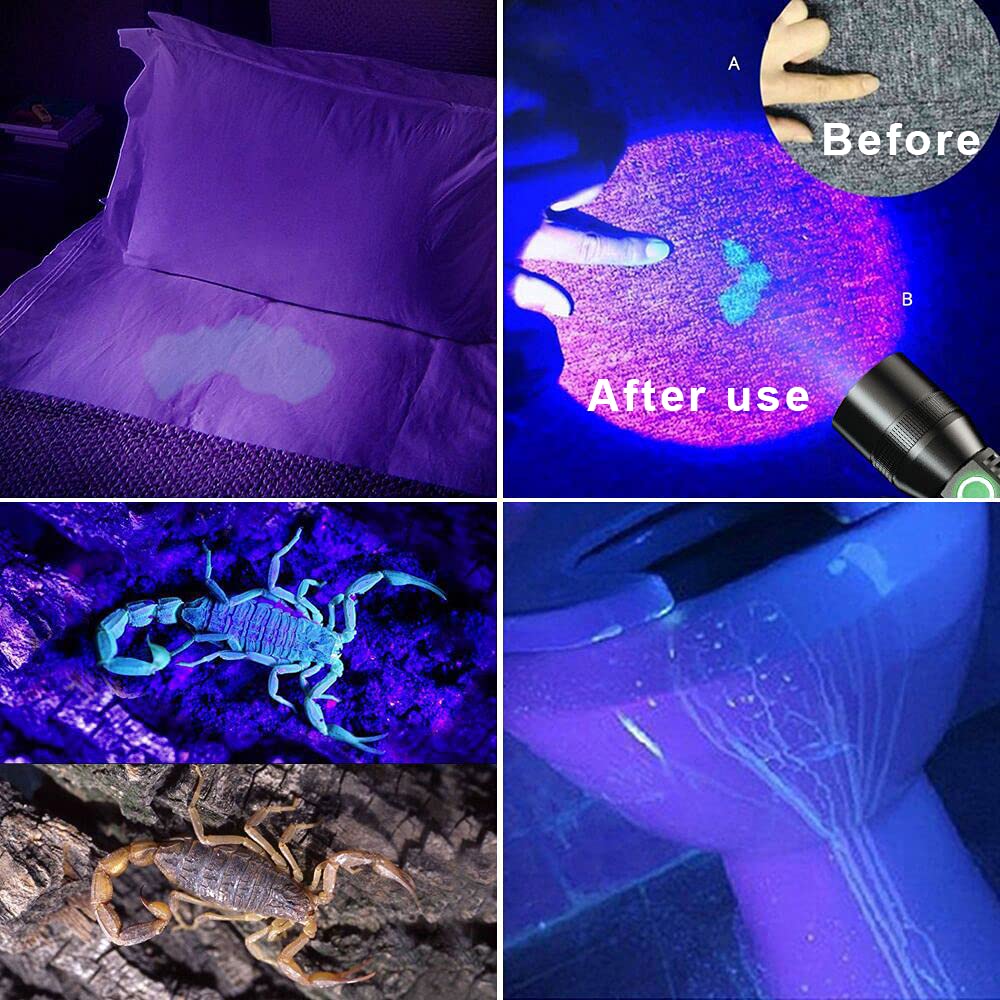 Black Light Uv Flashlight, 3-In-1 Magnetic Rechargeable Flashlight, 1000 Lumens Zoomable Beam Led Flash Light, 7 Modes Waterproof Tactical Flashlight For Emergencies, Camping, Pet Urine Detection