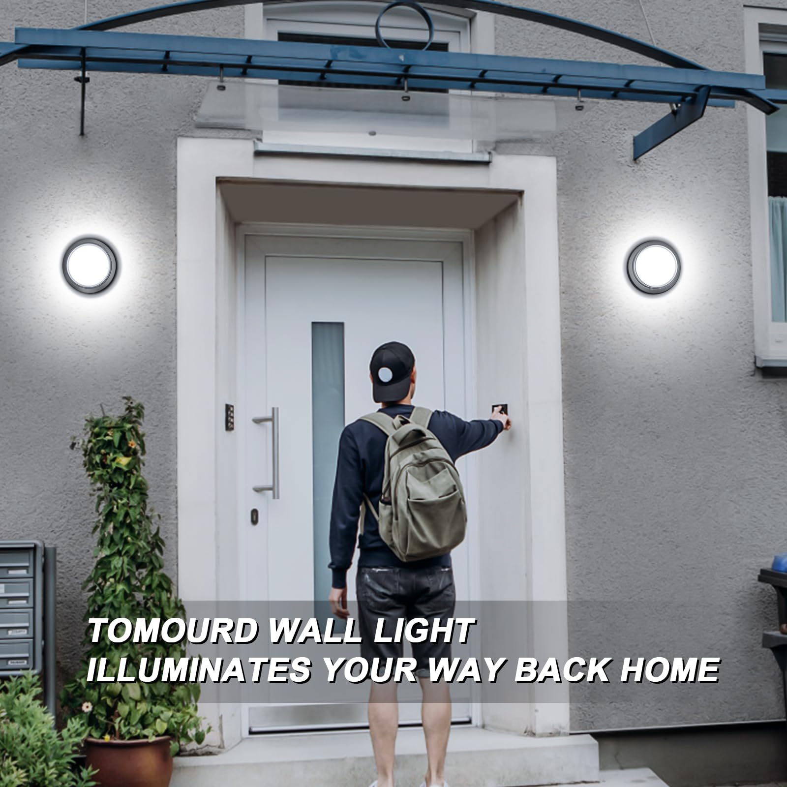 Tomourd Outdoor Led Flood Lights  Waterproof Modern Exterior Wall Light  12W Anti Rust Outside Porch Lighting With 6000K Daylight Small Circle Wall Mount Fixtures For House Backdoor Yard Entryway