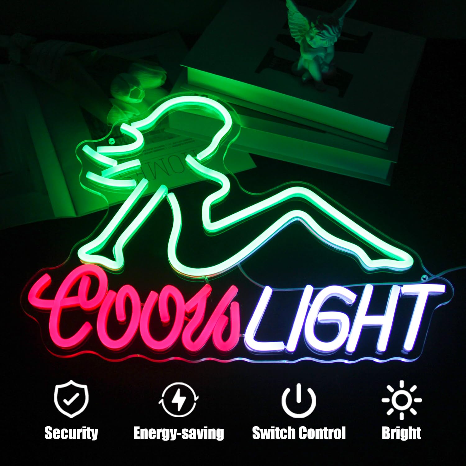 CKTBLEY Neon Sign - LED Wall Art for Bar Decor, 16.5inx12.6in, Green, Model CC-Green Woman