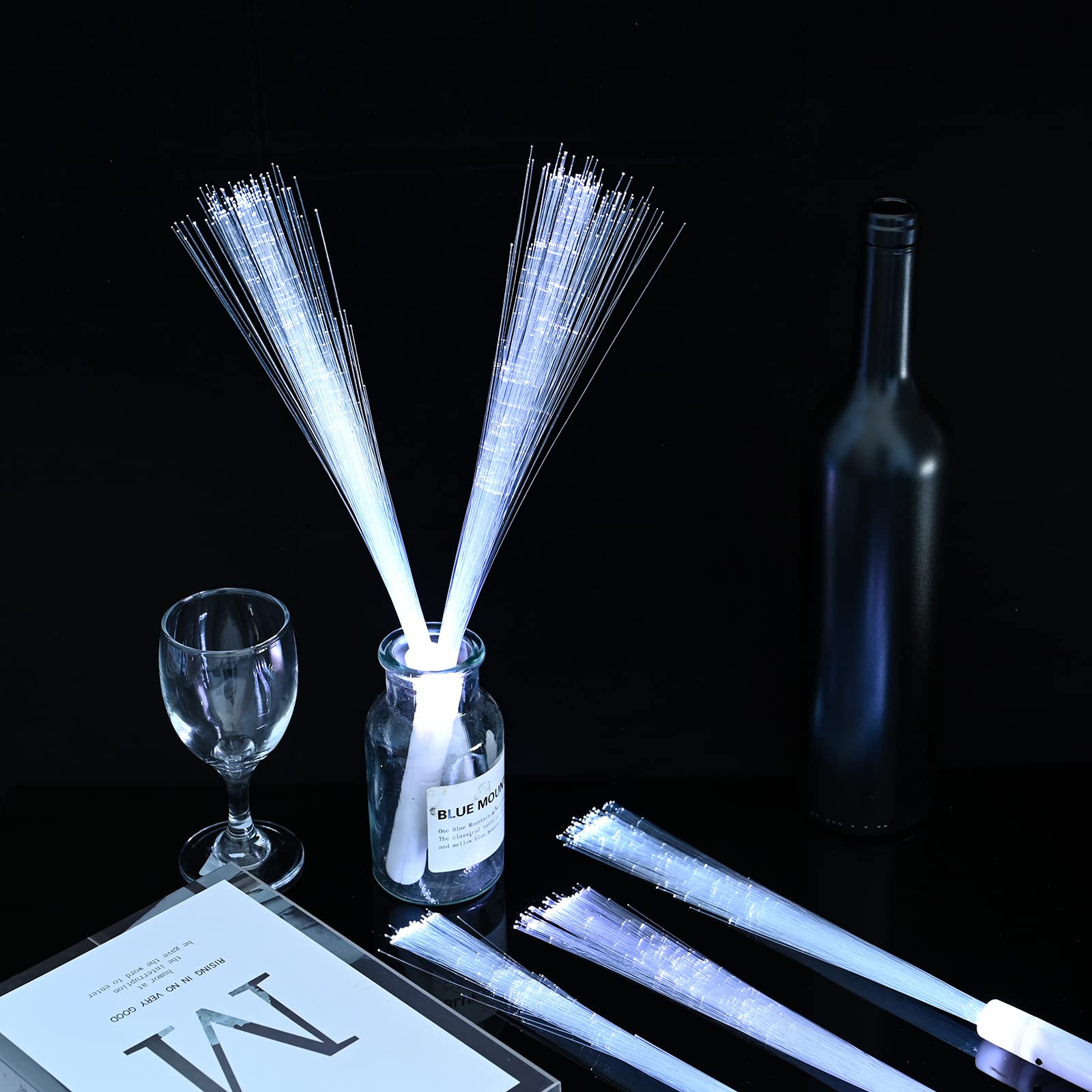 68 Pieces Led Fiber Optic Wand Bulk White Wedding Lights Glow Sticks Fairys Stick Sparklers Super Bright Light Up Magic Rod With 3 Light Modes For Birthday, Wedding, Light Shows, Edm Music Festivals