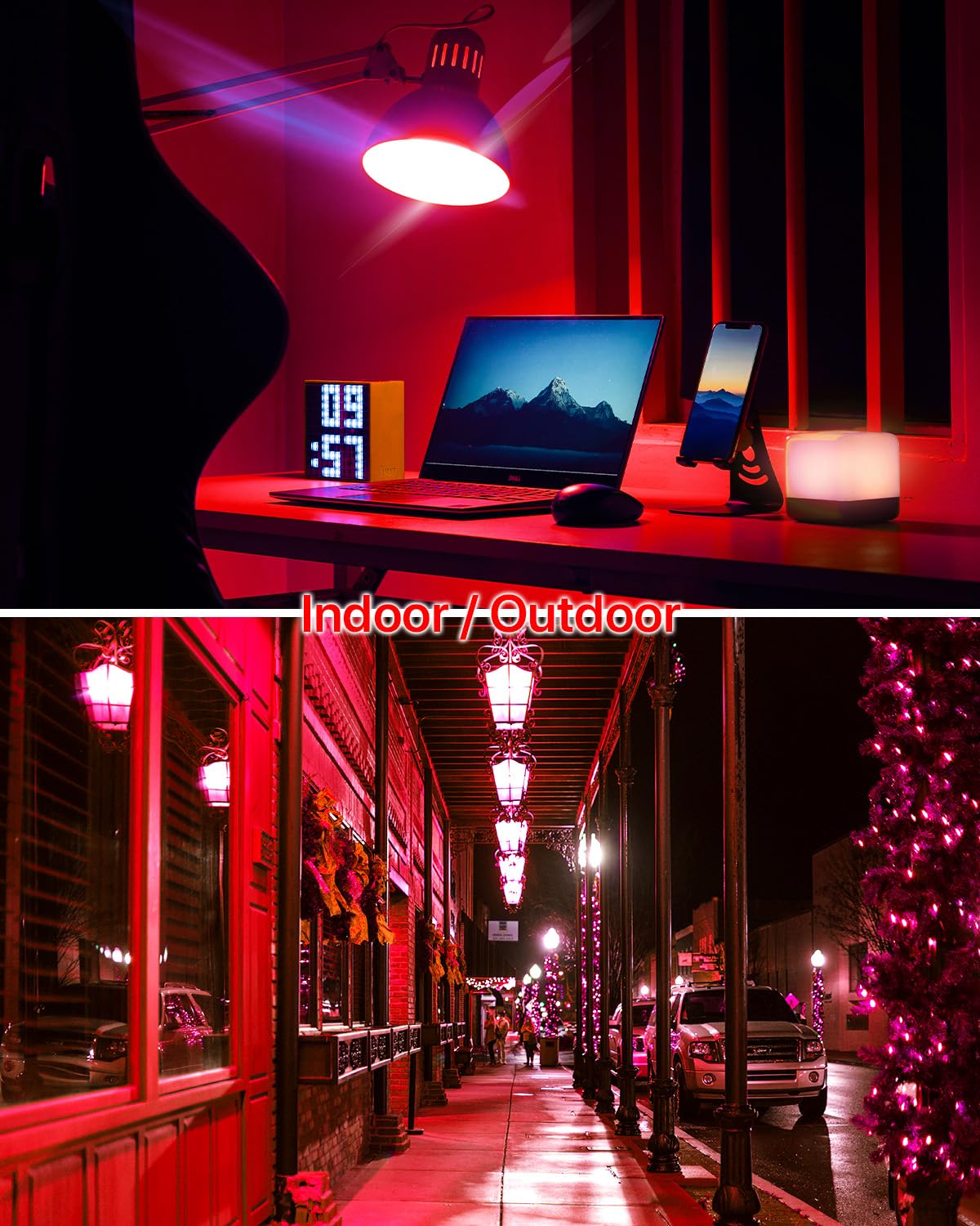 ORALUCE A15 LED Red Porch Light Bulbs, 5W 450LM Non-Dimmable, E26 Base, 6 Pack, Ideal for Halloween and Christmas Decoration