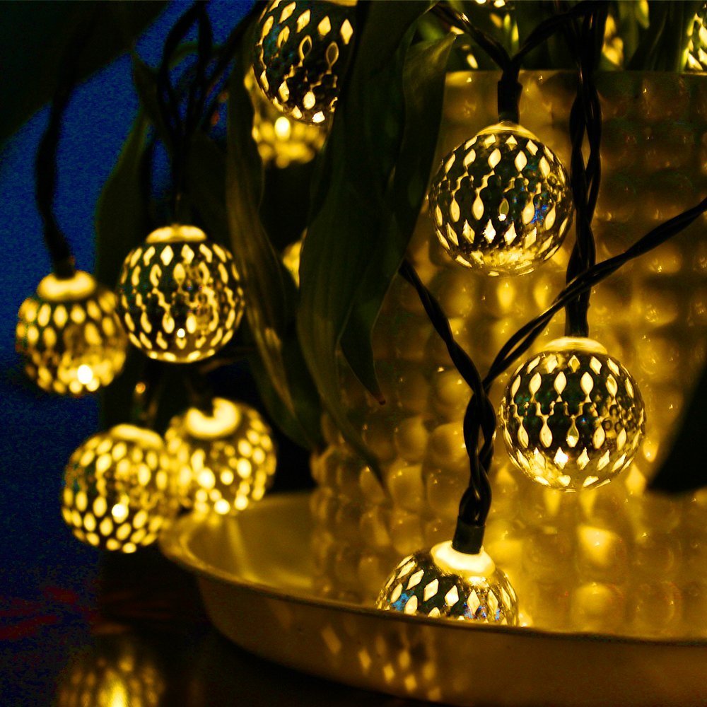 Globe String Lights, CMYK 20 Ft 40 Balls Waterproof LED Fairy Lights, Outdoor Starry Lights Solar Powered String Lights, Decorat