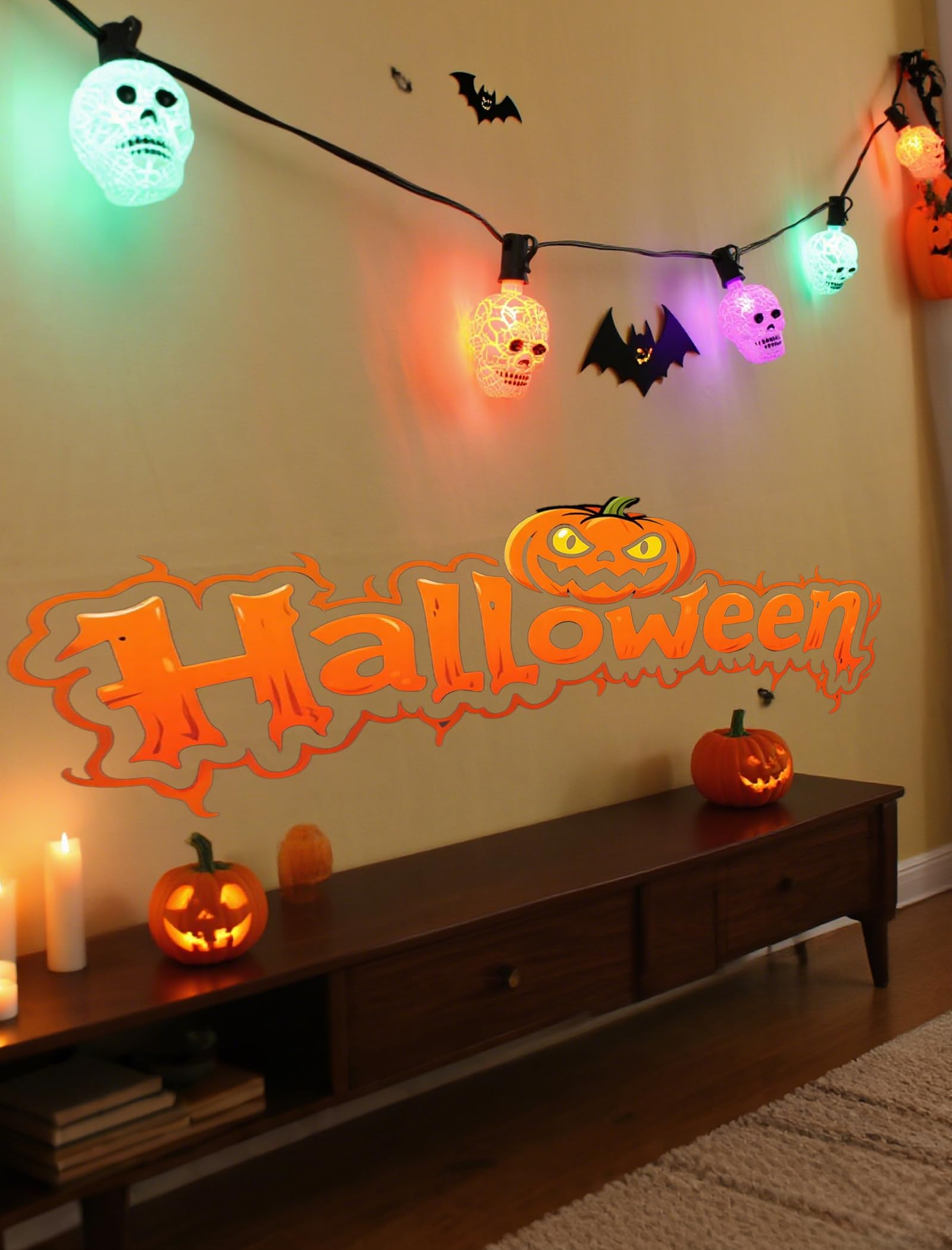 Hobbynors 10.5ft Halloween Skull String Lights, Waterproof, Multicolor, UL Certified, Model LR-I/O-C-10-0.6-J25