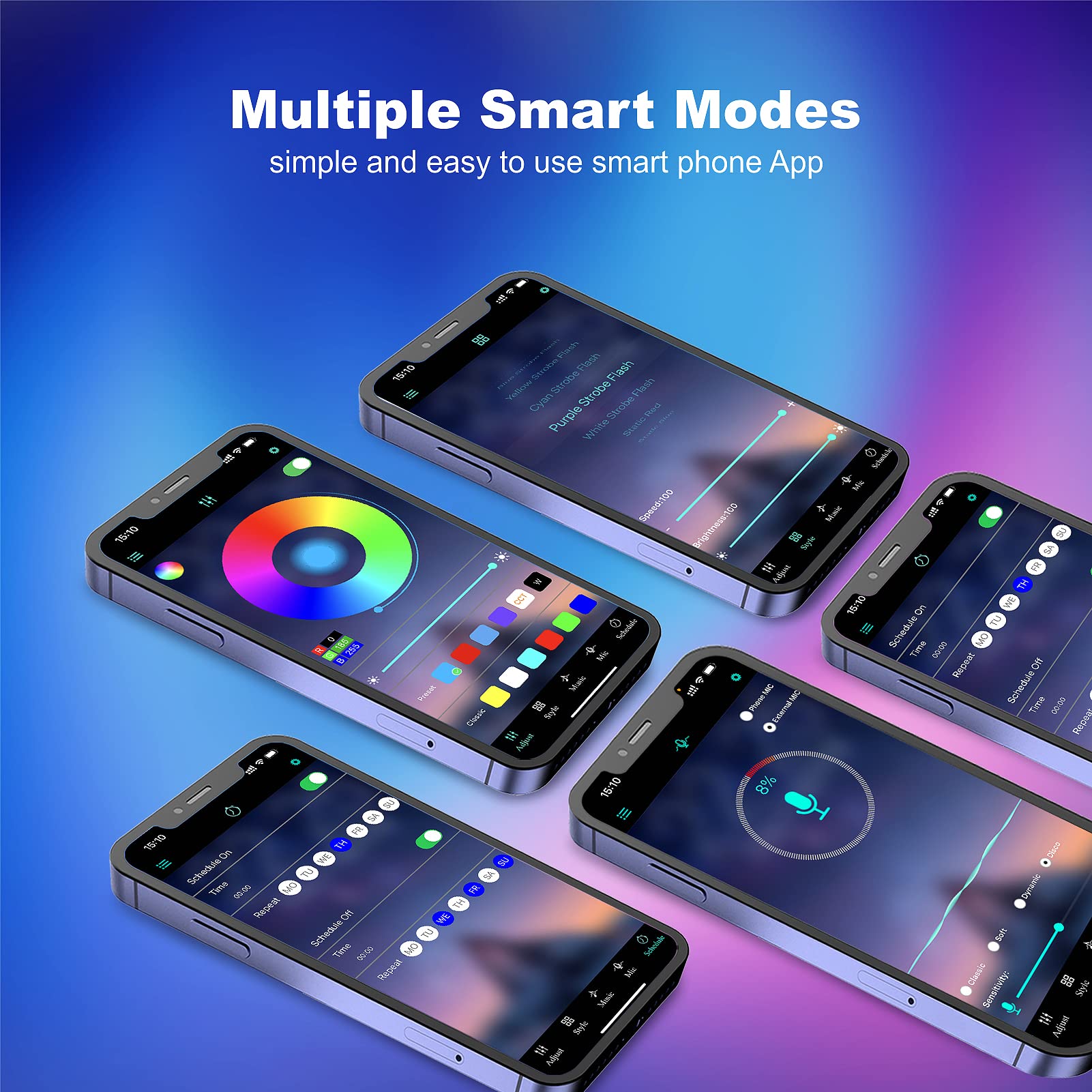 zyzykeji 32.8ft Led Lights for Bedroom, 5050 RGB Led Strip Lights Music Sync Color Changing, Led Light Strip with Remote and App