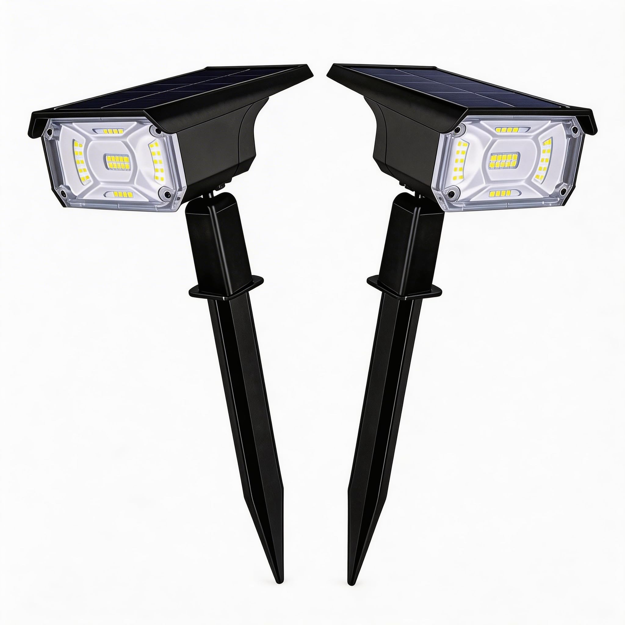 LEREKAM Outdoor Solar Spot Lights, 40 LEDs 360 Adjustable Landscape Spotlights, IP65 Waterproof USB & Solar Powered Wall Lights,
