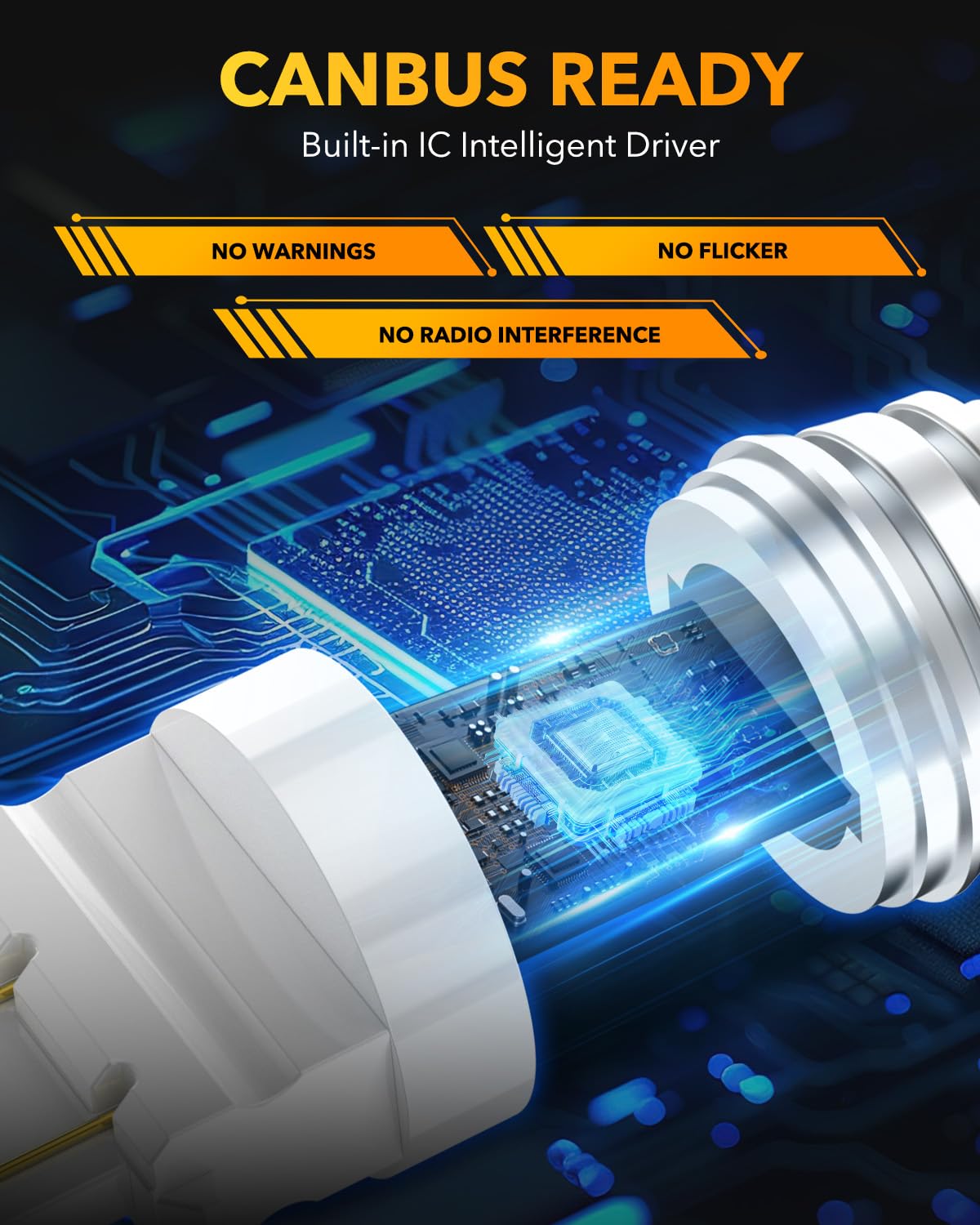 OXILAM 3157 LED Bulb Amber Yellow, Super Bright Turn Signal Light, Canbus Error-Free, Non-Polarity, Model 3157