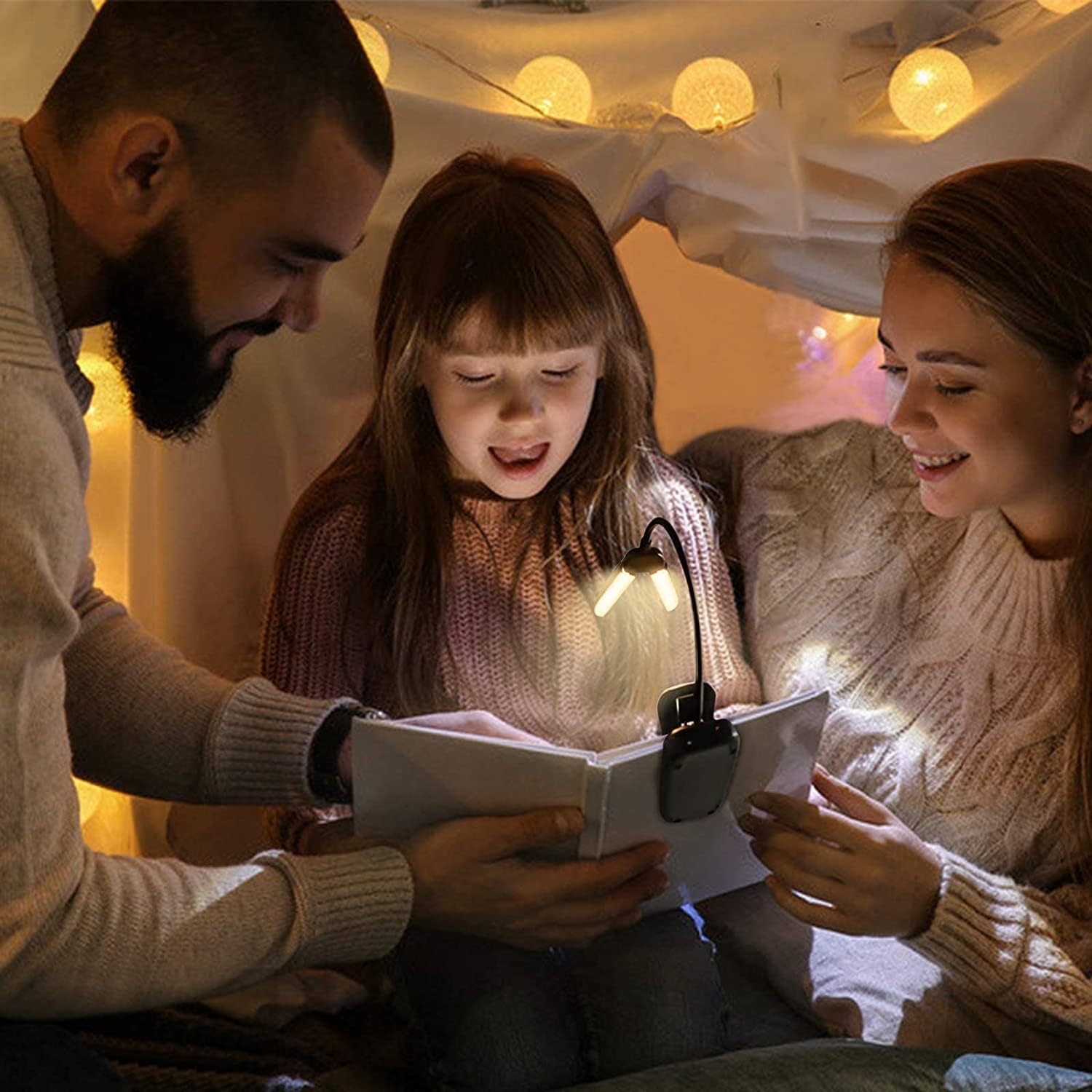 Vekkia 14 LED Rechargeable Book Light, Adjustable 180°, Eye-Care, Black, 4.0x3.0x2.6 in, Model BL-14, Perfect