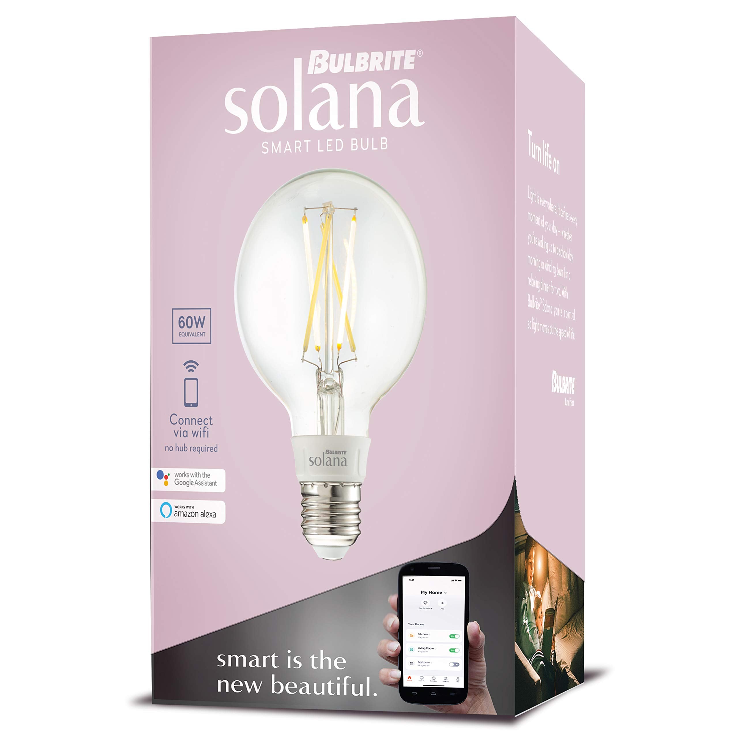 Bulbrite Solana G25 Wifi Connected Edison Filament Led Smart Light Bulb, Clear