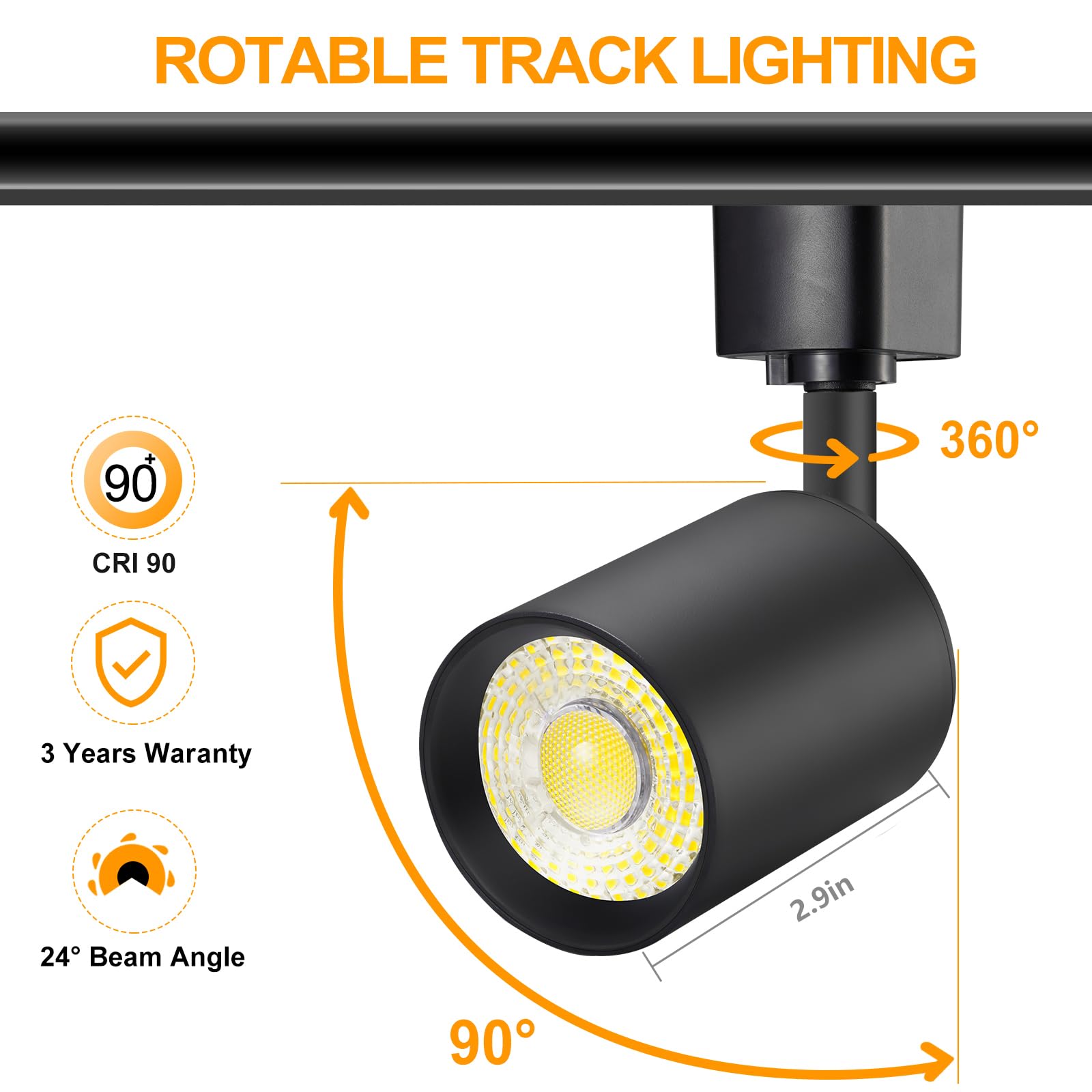 VANoopee 12-Light LED Track Lighting Kit, Dimmable 3000K, 10W, 800lm, Black, ITK10W3KB12