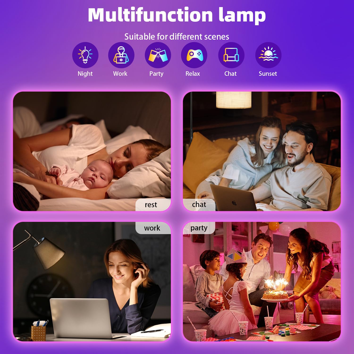 Smart Light Bulbs 6Pack With Remote, Color Changing Light Bulbs Work W/Alexa Google Home, 9W A19 E26 800Lm Colored Led Bulb, 2.4