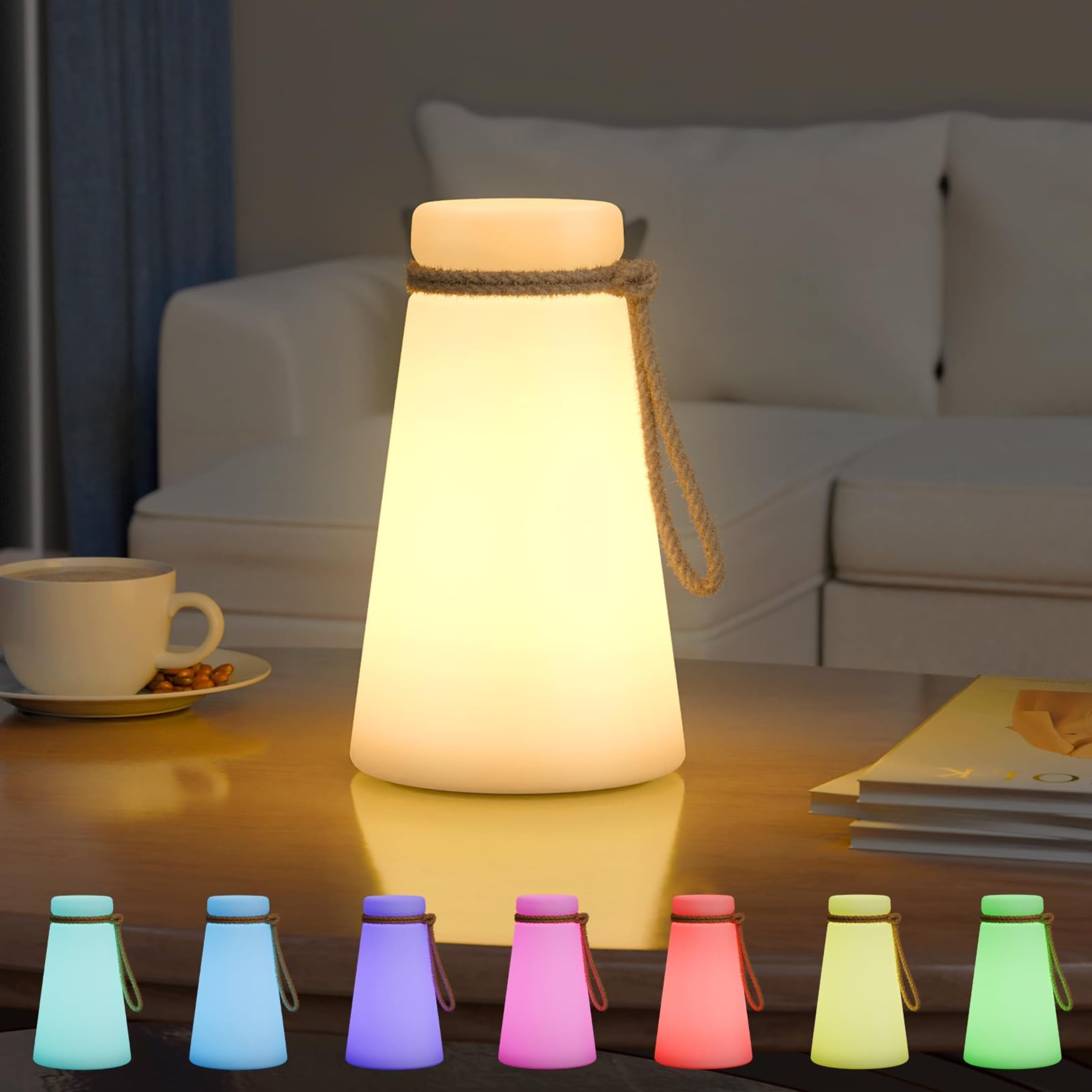 Portable Outdoor Table Lamp  Cordless Rechargeable Outdoor Table Lanterns Rgb Led Lights With Remote  Ip44 Water-Resistant Battery Operated Hanging Lamp For Patio Garden Camping Dining Room